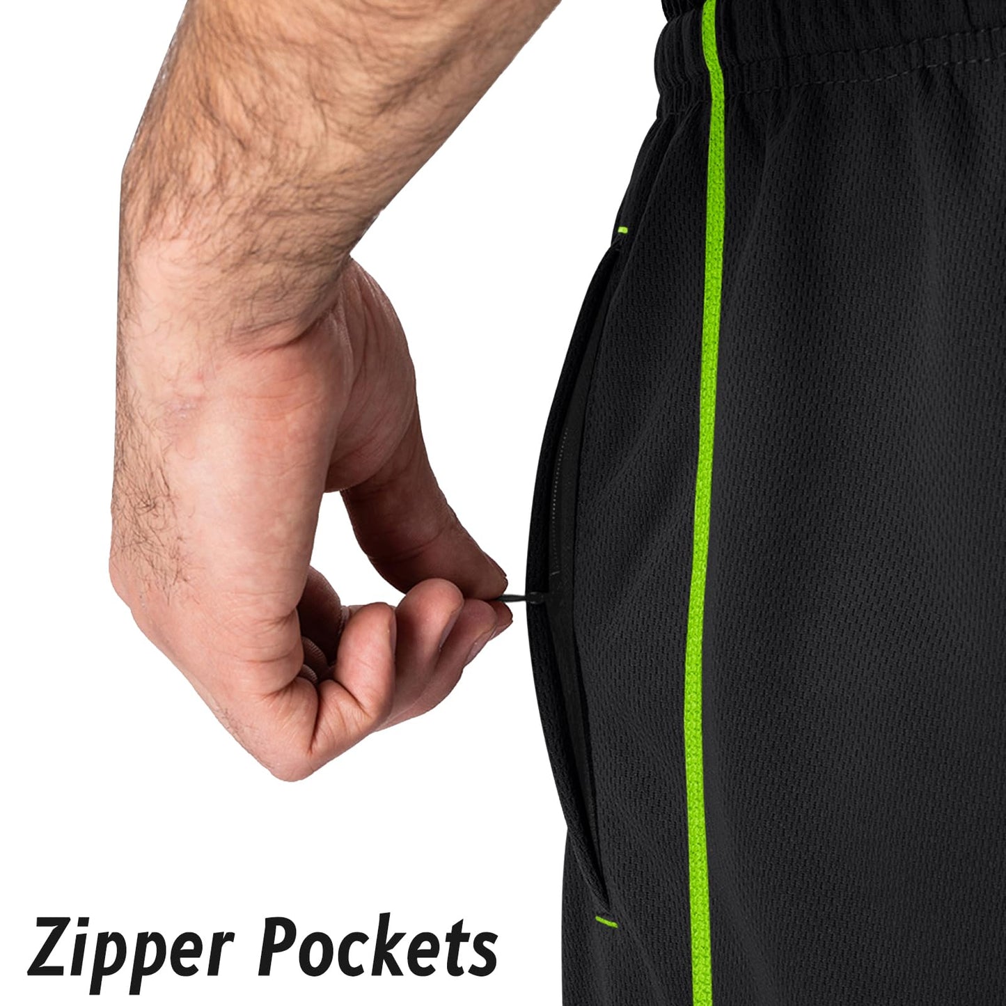 MAGNIVIT Men's Lightweight Sweatpants Loose Fit Open Bottom Mesh Athletic Pants with Zipper Pockets