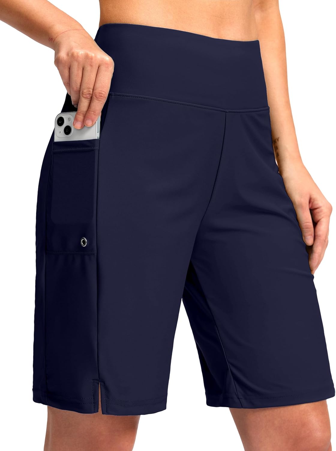 G Gradual Women's 9" Long Swim Board Shorts with Pockets High Waisted Knee Length Beach Swimming Shorts for Women with Liner