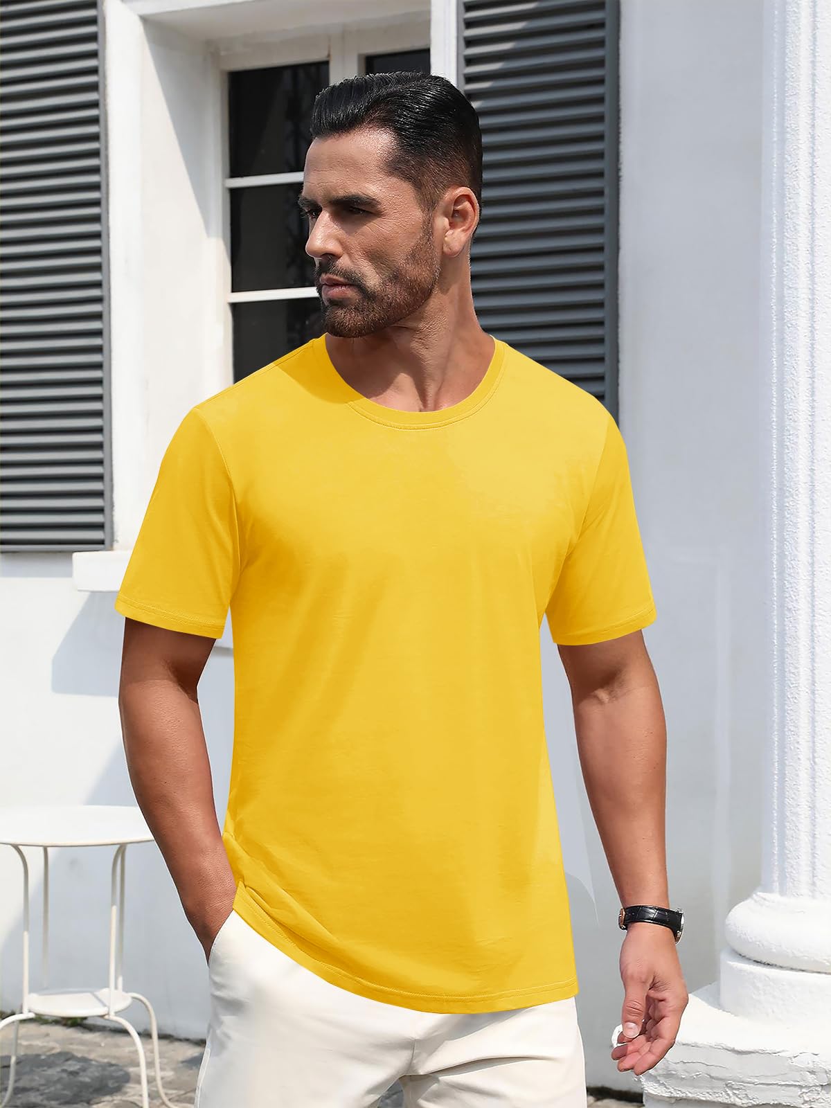 MAGNIVIT Men's Shirts Short Sleeve Cotton T-Shirt Crew Neck Light Tees Classic Basic Casual Tops Plain Soft Shirt