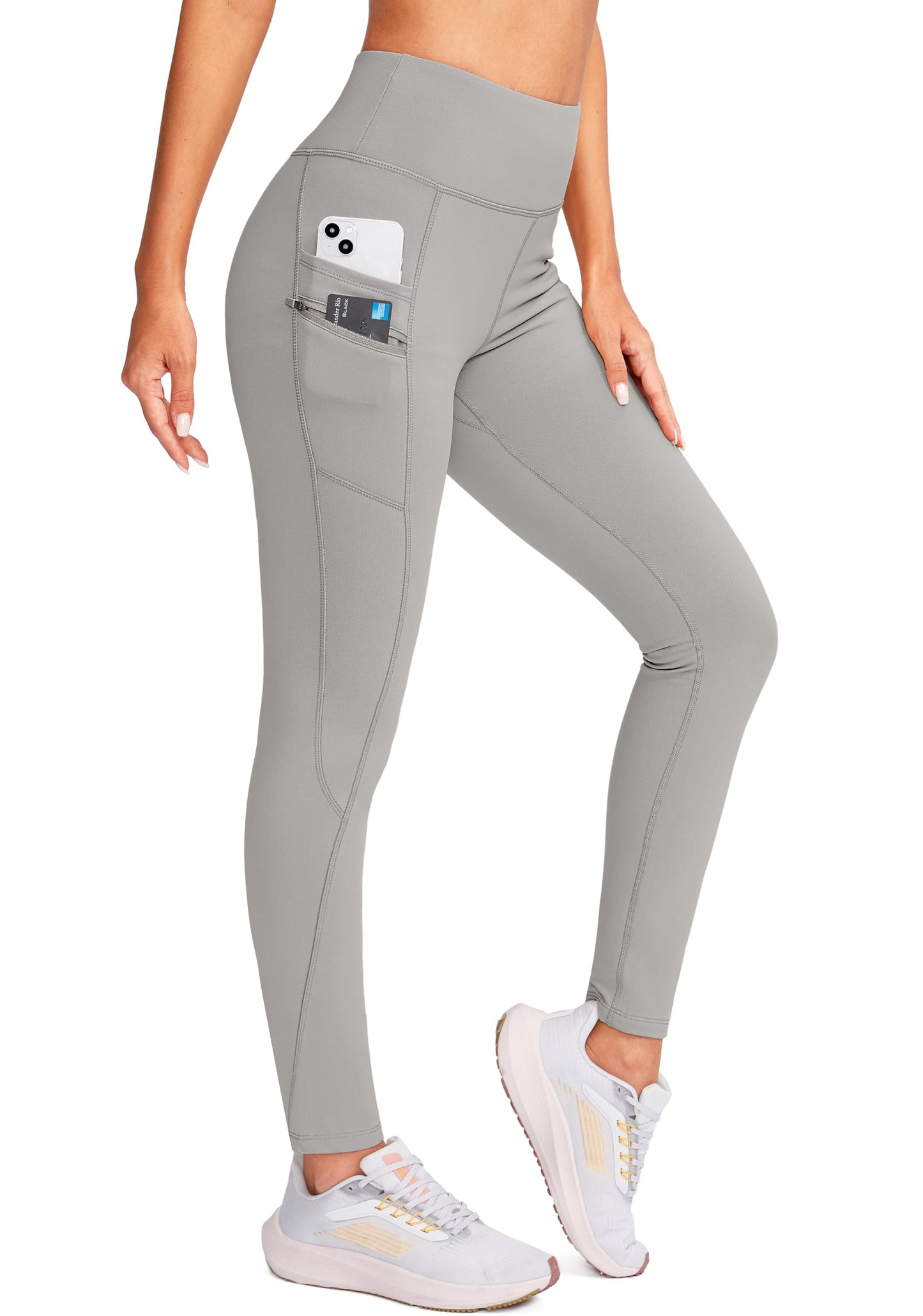 G Gradual Women's Fleece Lined Winter Leggings with Pockets Water Resistant High Waisted Thermal Warm Pants Running Hiking