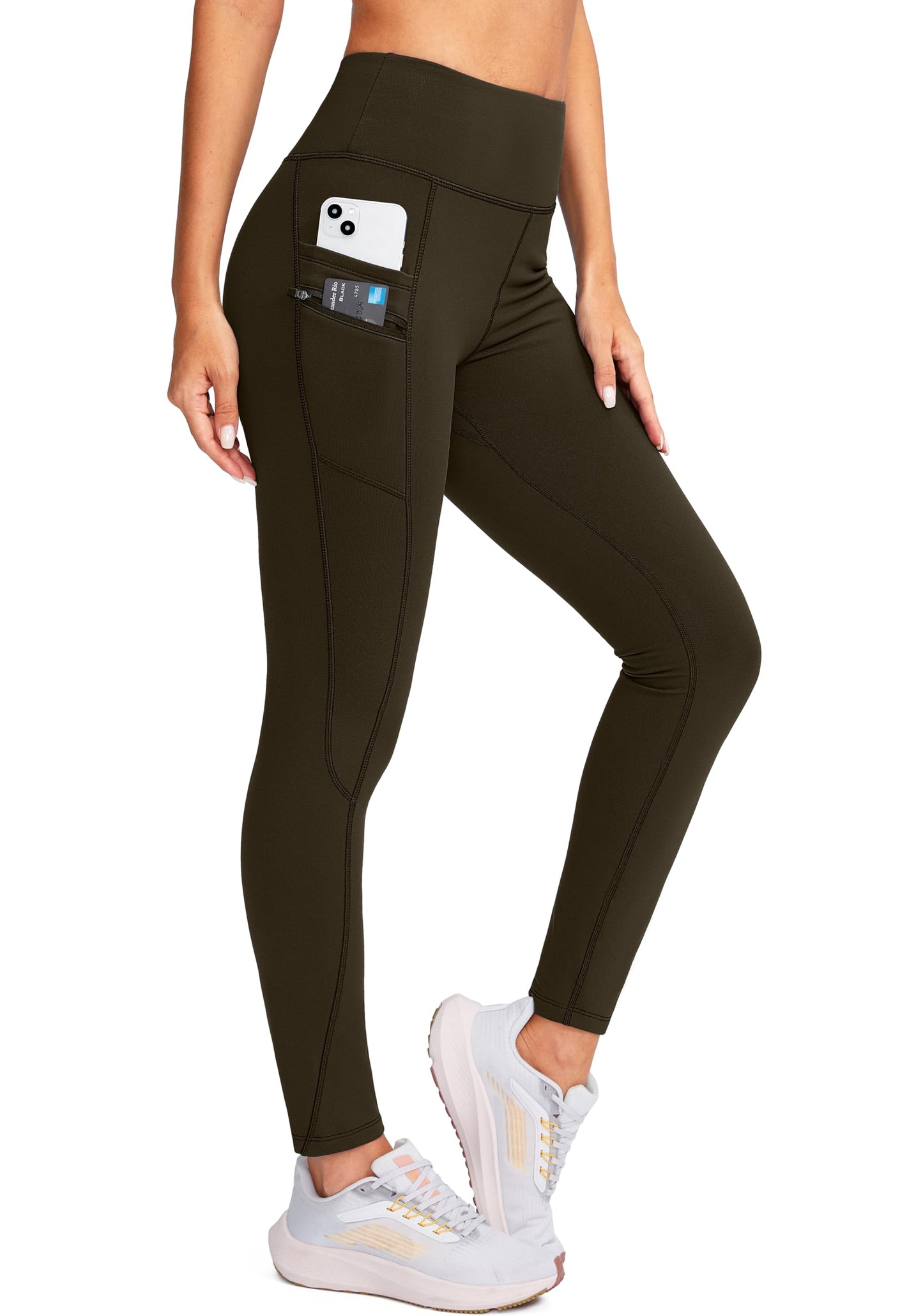 G Gradual Women's Fleece Lined Winter Leggings with Pockets Water Resistant High Waisted Thermal Warm Pants Running Hiking