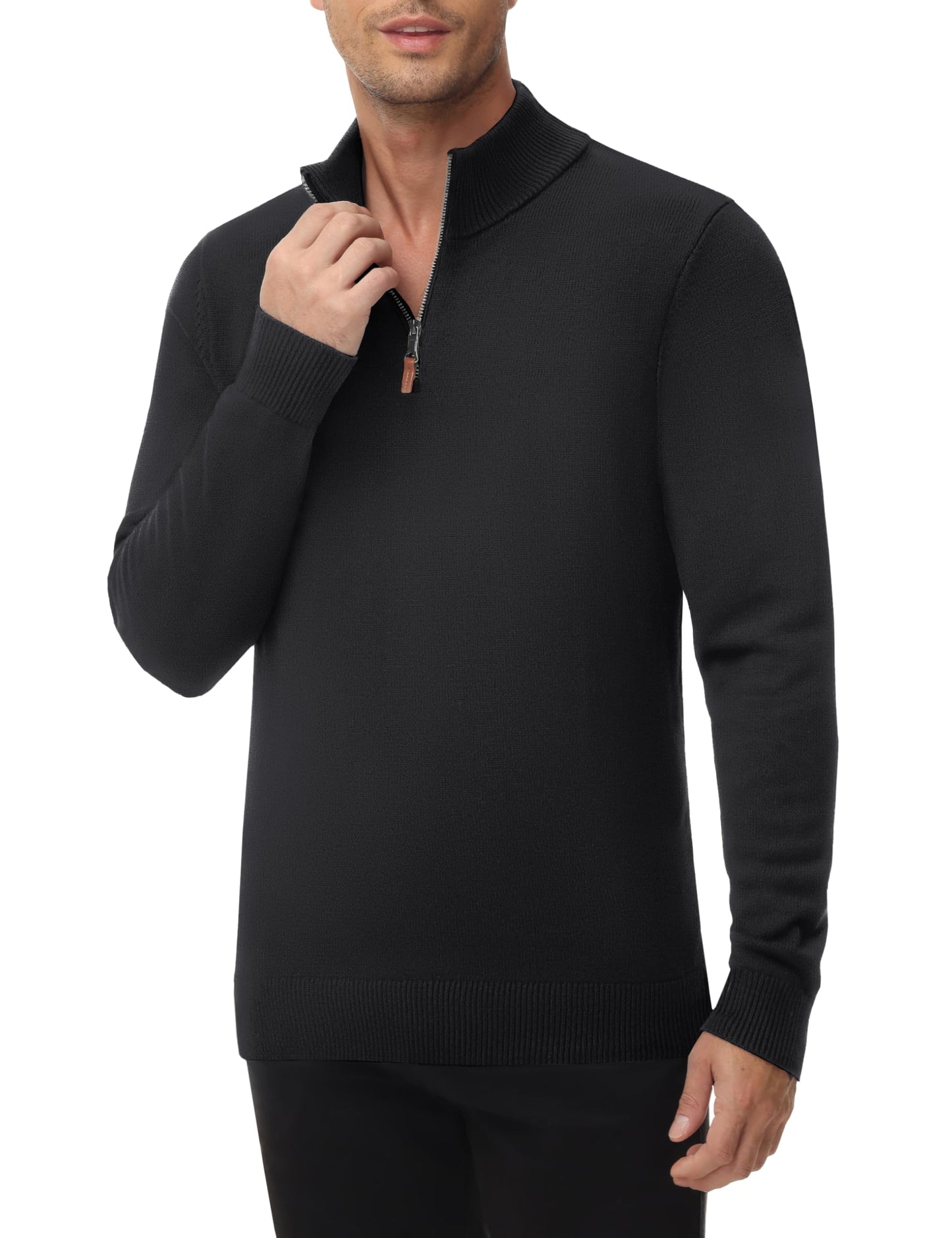 MAGNIVIT Men's Sweater Quarter Zip Pullover Fall Winter Spring Polo Sweatshirts