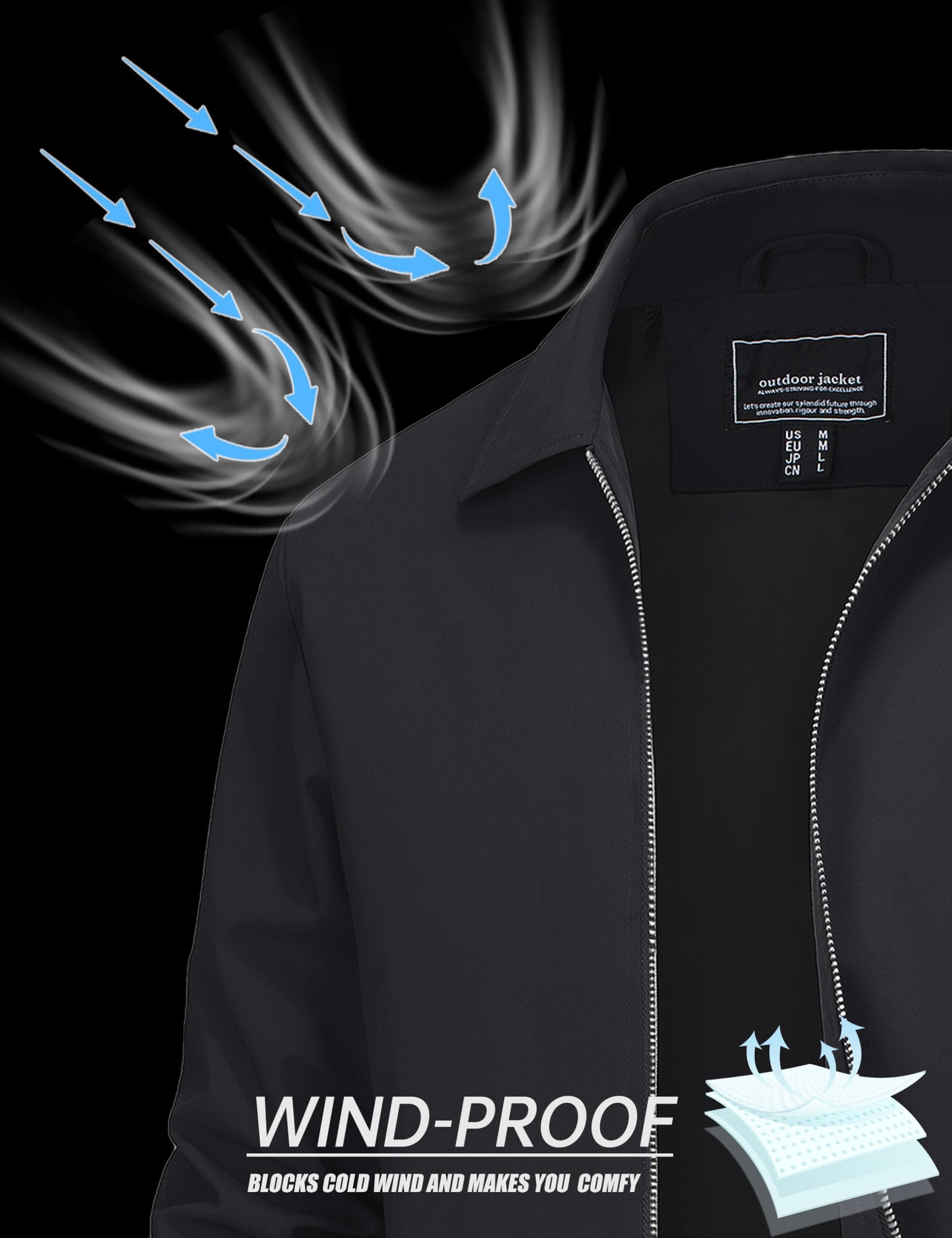 MAGNIVIT Men's Lightweight Jackets Light Windbreaker Full Zip Up Stylish Golf Coat Business Work Casual Dress