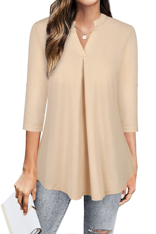 Ninedaily Womens Tops Dressy Casual 3/4 Sleeve V Neck Chiffon Shirt Work Blouses