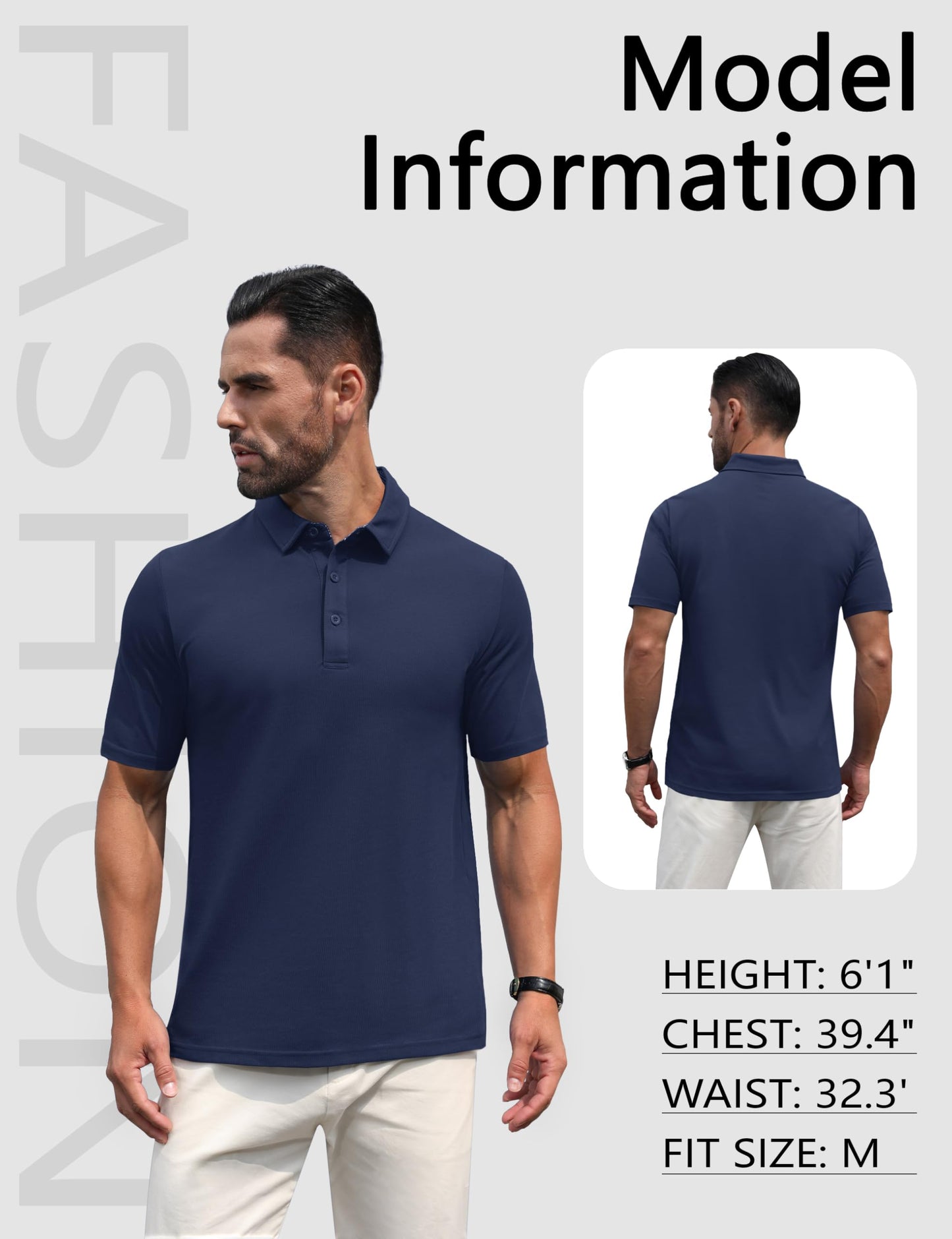 MAGNIVIT Mens Polo Shirts Short Sleeve Athletic Golf Shirts Moisture Wicking 3-Button Casual Cotton Collared Shirt