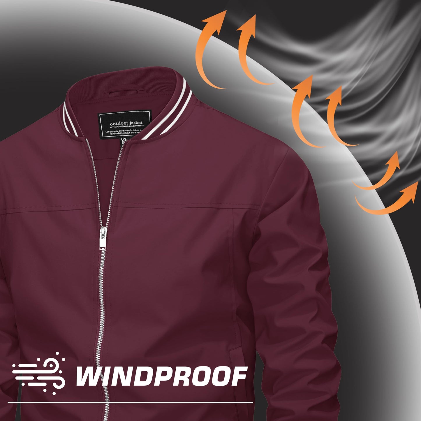 MAGNIVIT Men's Bomber Jackets Lightweight Jacket Varsity Flight Jacket Baseball Windbreaker Water Resistant Spring Autumn