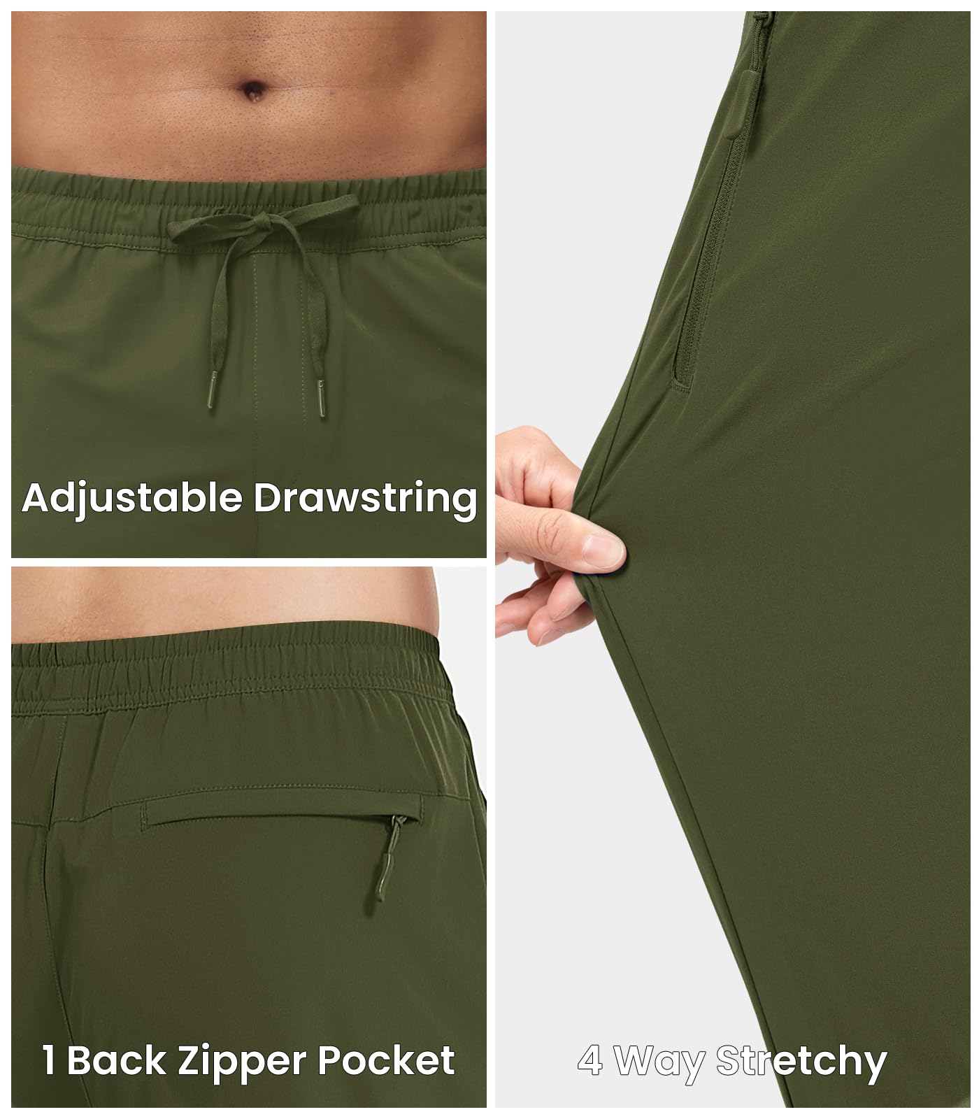 MAGNIVIT Men's Joggers with Zipper Pockets Lightweight Athletic Sweatpants Water Repellent Track Pants for Men Workout