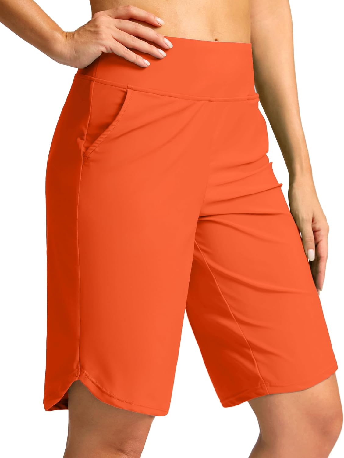 G Gradual Women's High Waisted Swim Board Shorts 11" Knee Length Beach Swimming Long Shorts for Women with Pockets Liner