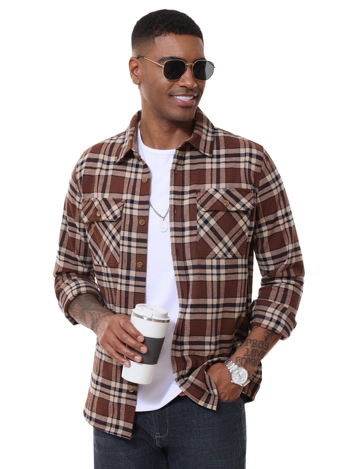 MAGNIVIT Men's Button Down Regular Fit Long Sleeve Plaid Flannel Casual Shirts