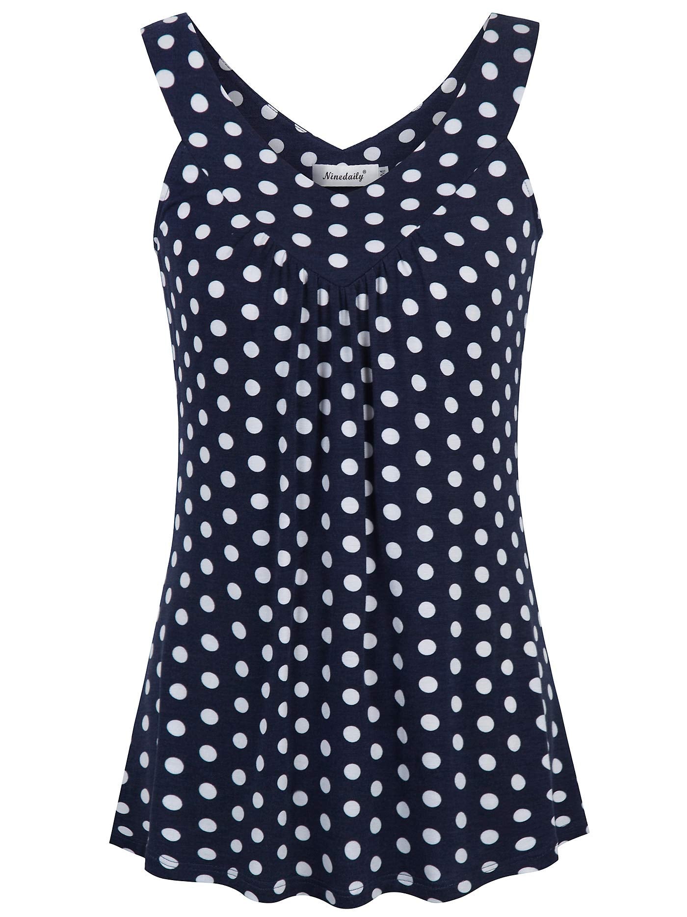 Ninedaily Women Comfy Sleeveless Tunic Top Pleated V Neck Tanks Vest Summer