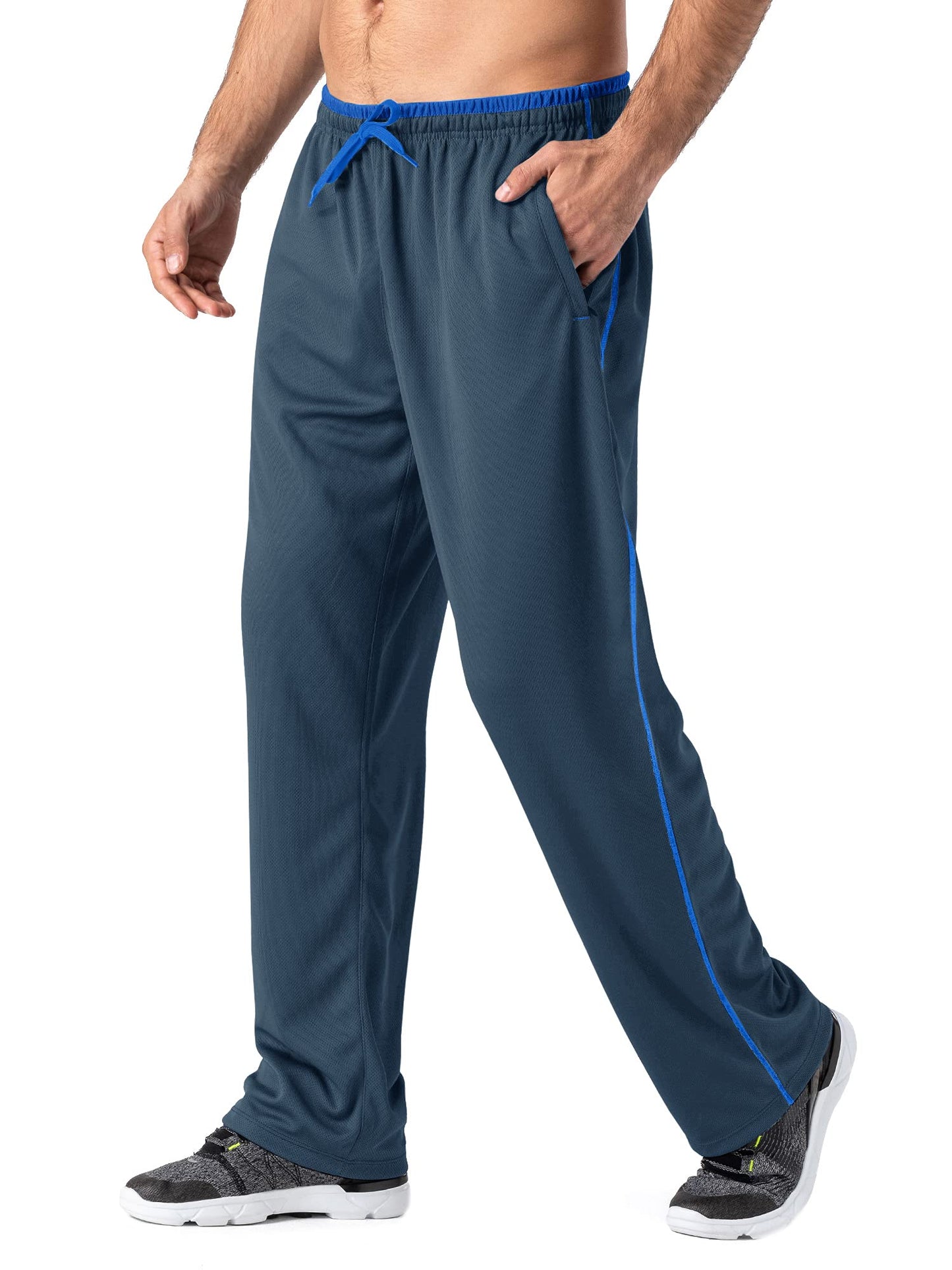 MAGNIVIT Men's Lightweight Sweatpants Loose Fit Open Bottom Mesh Athletic Pants with Zipper Pockets