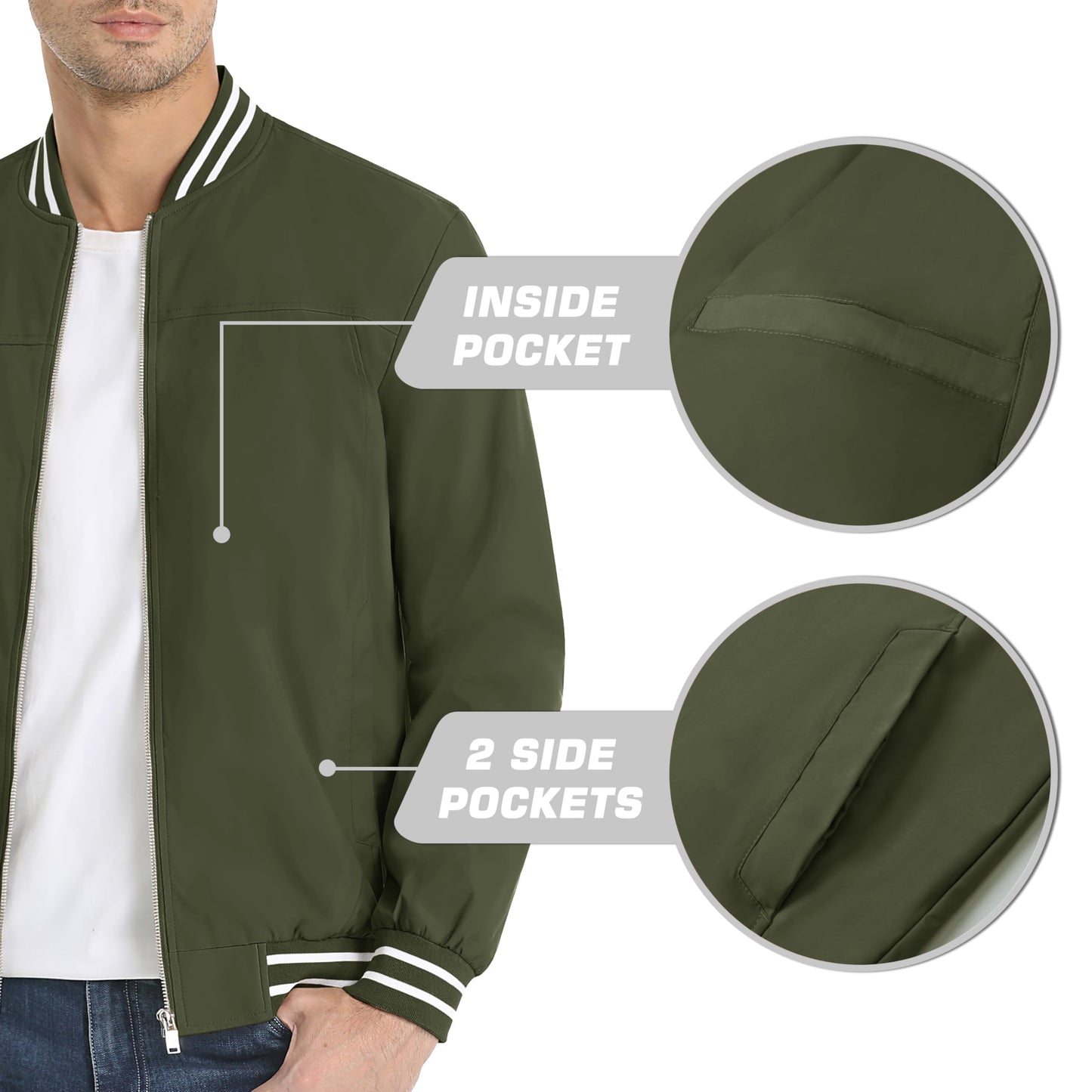MAGNIVIT Men's Bomber Jackets Lightweight Jacket Varsity Flight Jacket Baseball Windbreaker Water Resistant Spring Autumn