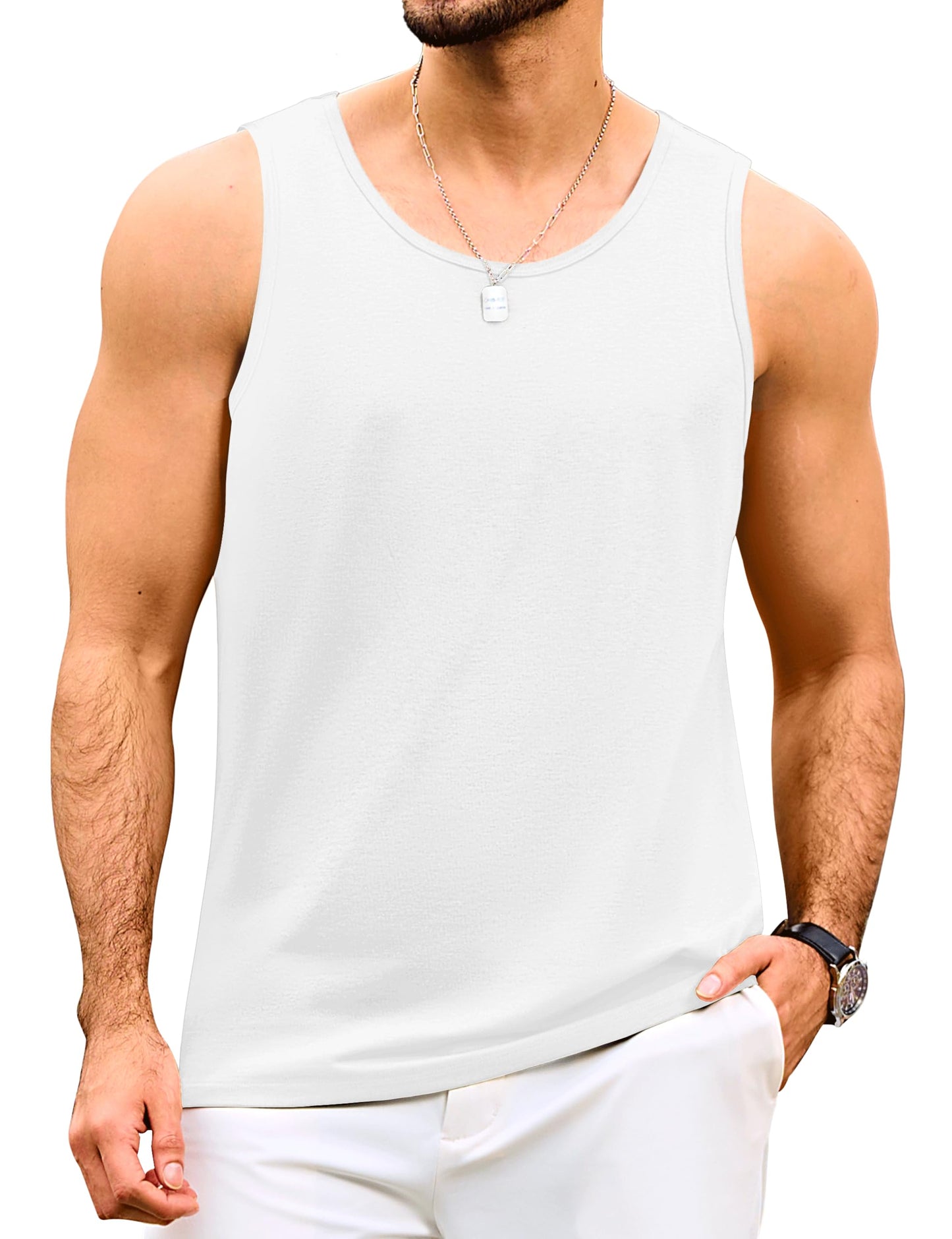 MAGNIVIT Mens Tank Top UPF50+ Summer Sleeveless Muscle Shirts Cotton Blend Casual Tee Cooling Gym Workout Shirts