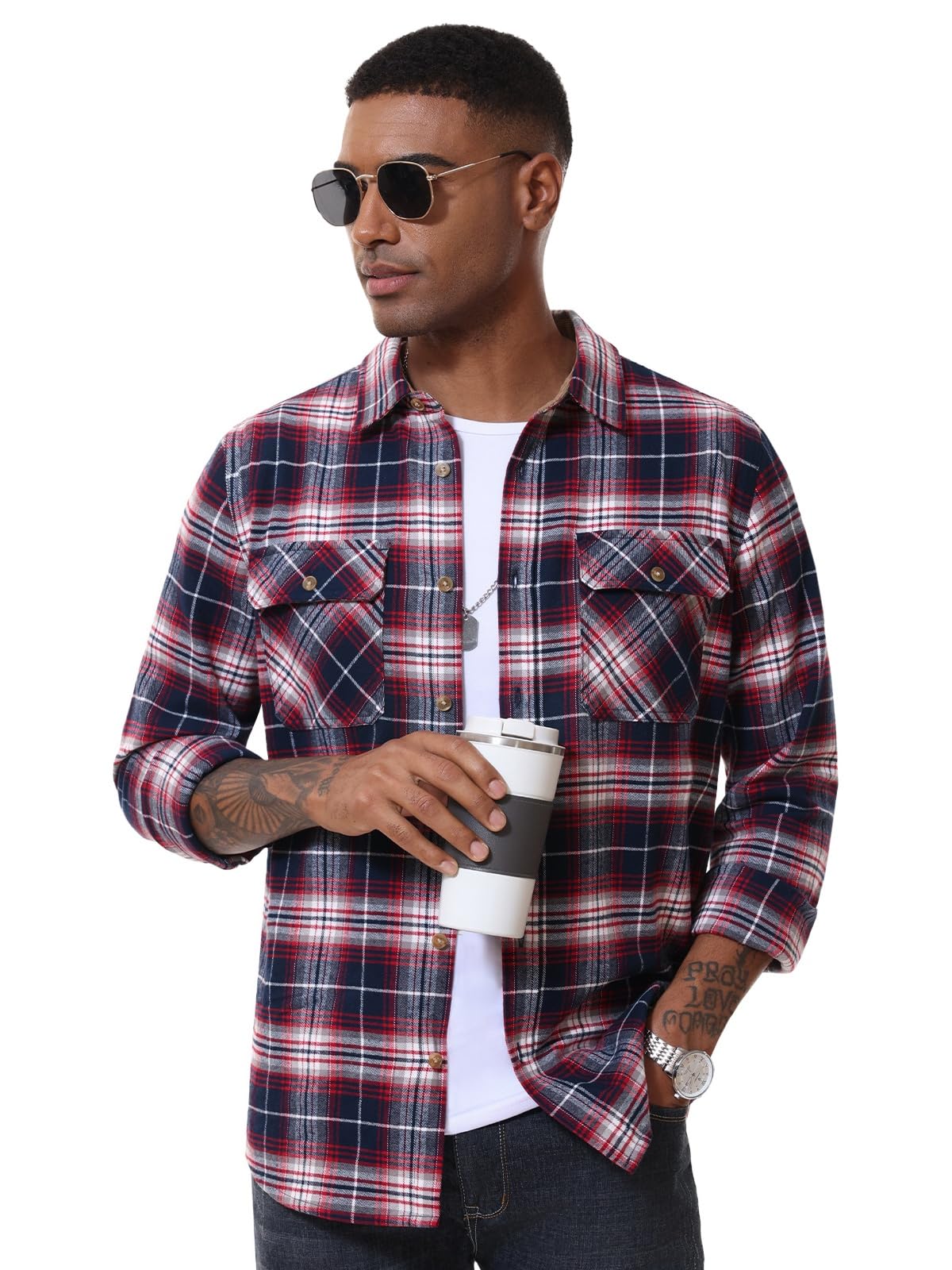 MAGNIVIT Men's Button Down Regular Fit Long Sleeve Plaid Flannel Casual Shirts