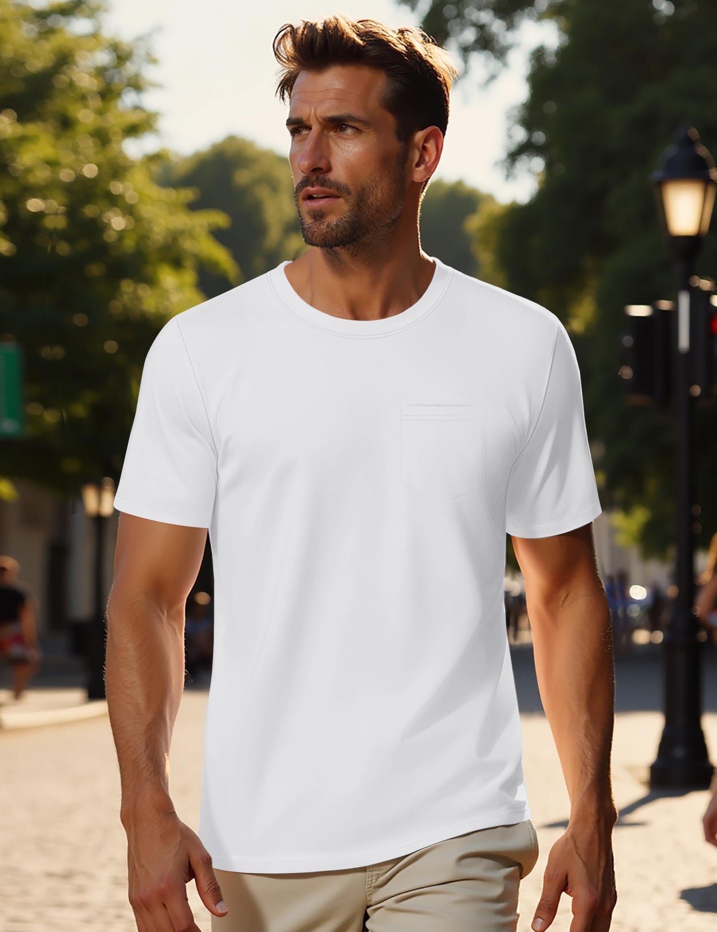 MAGNIVIT Men's Cotton Pocket Tee Shirts Soft Crew Neck Solid Color T Shirt Casual Short Sleeve Summer Basic Tops