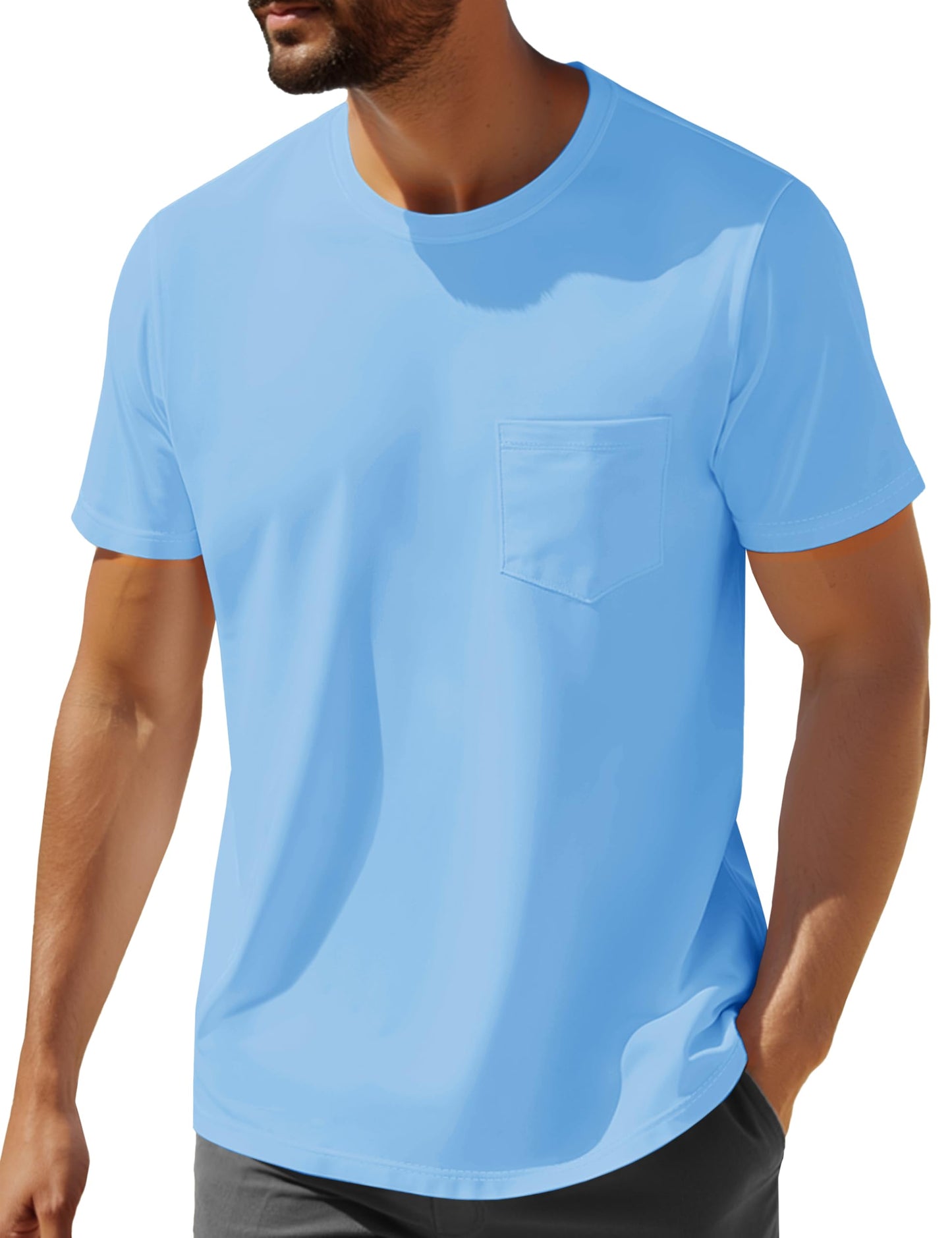 MAGNIVIT Men's Cotton Pocket Tee Shirts Soft Crew Neck Solid Color T Shirt Casual Short Sleeve Summer Basic Tops
