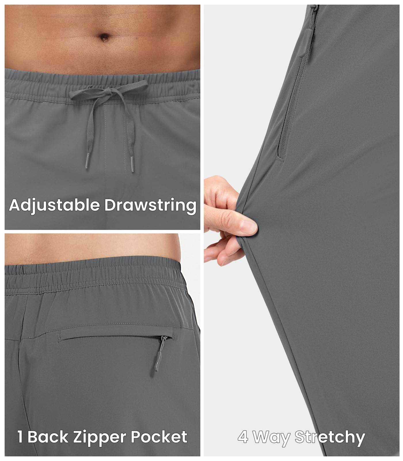 MAGNIVIT Men's Joggers with Zipper Pockets Lightweight Athletic Sweatpants Water Repellent Track Pants for Men Workout
