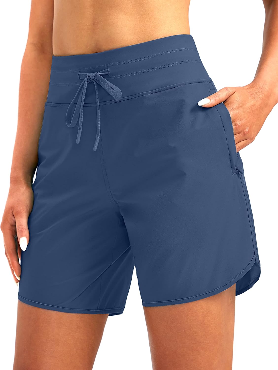 G Gradual Women's 7" Quick Dry High Waisted Swim Board Shorts with Zipper Pockets UPF 50+ Beach Shorts for Women with Liner