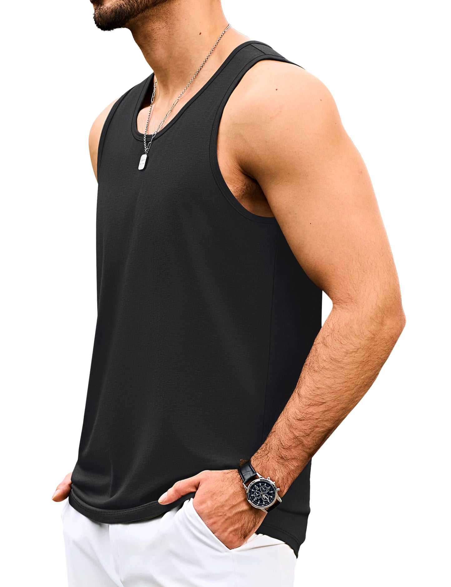 MAGNIVIT Mens Tank Top UPF50+ Summer Sleeveless Muscle Shirts Cotton Blend Casual Tee Cooling Gym Workout Shirts