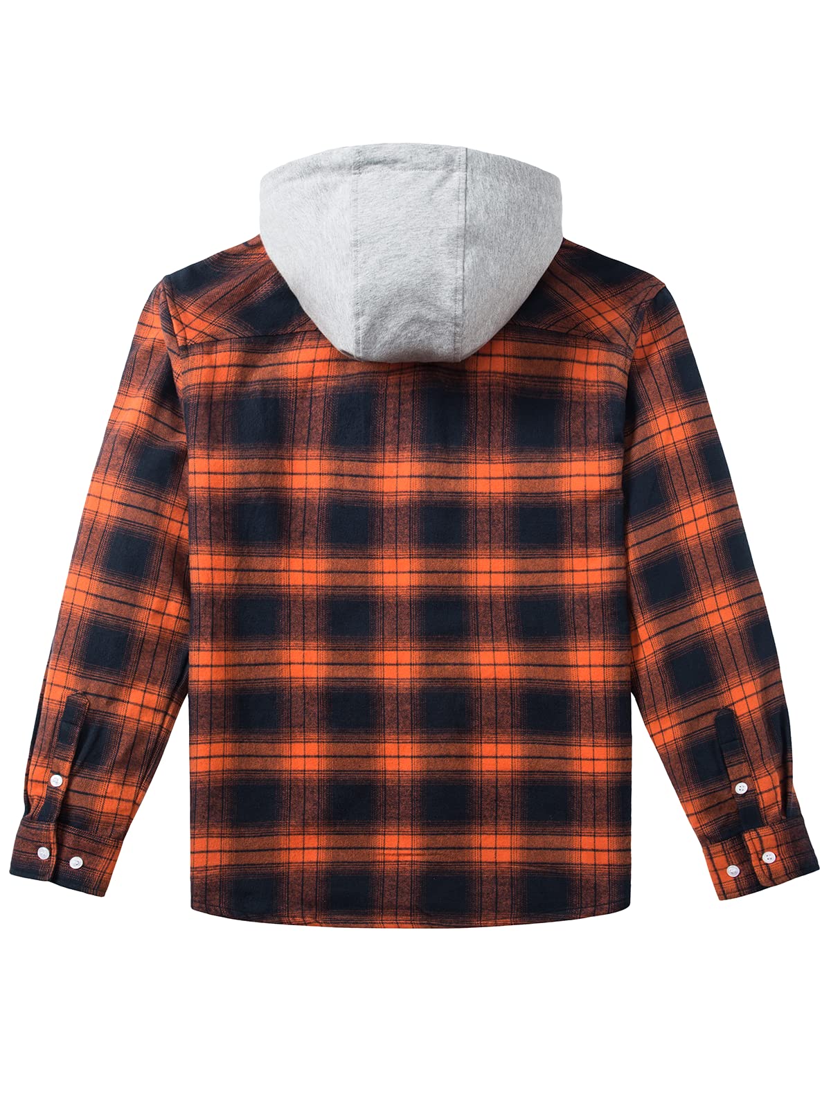 MAGNIVIT Mens Classic Plaid Long Sleeve Hooded Shirts Multi Pockets Thin Cotton Light Jacket Relaxed Fit Casual Outwear