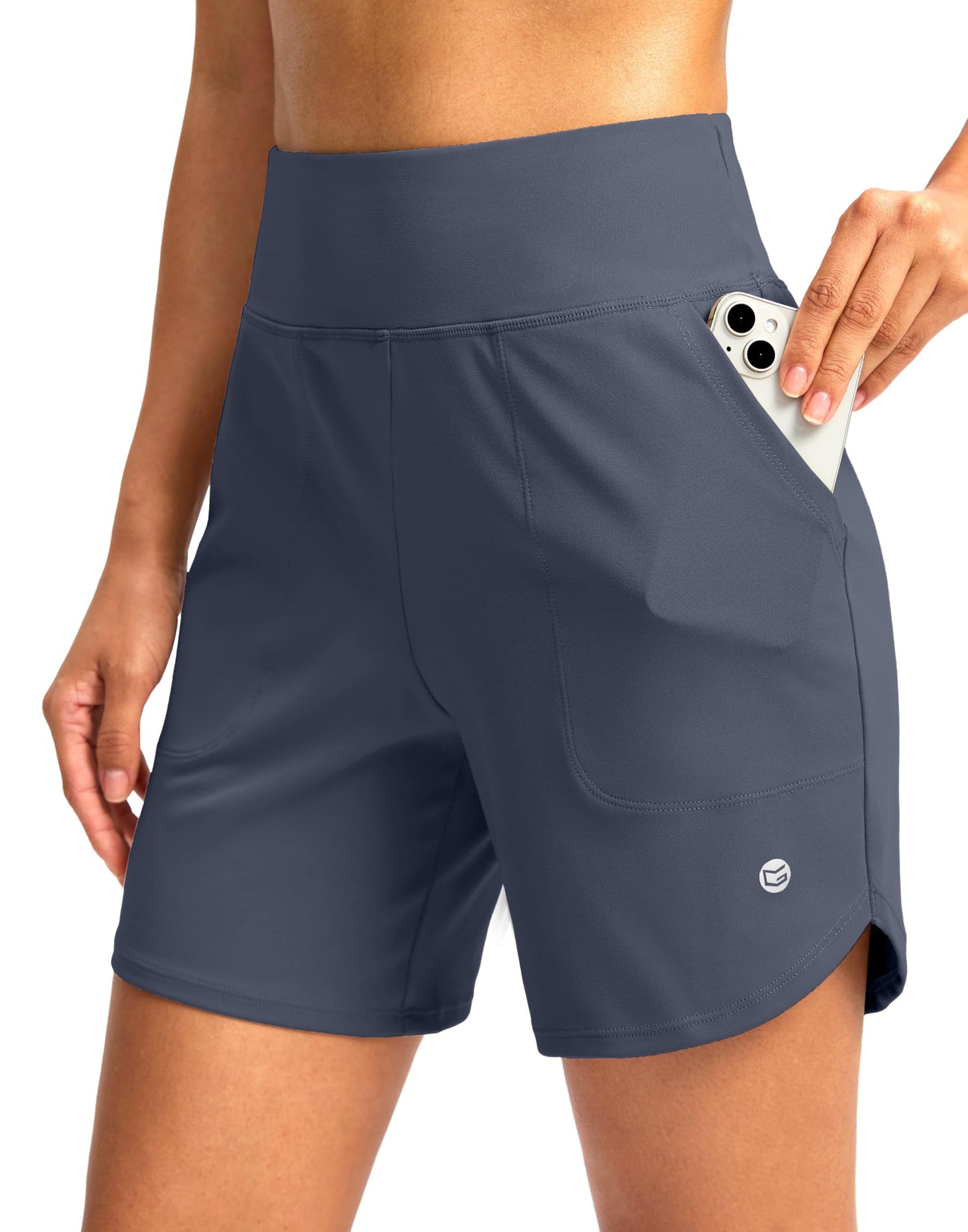 G Gradual Women's Athletic Shorts 6" High Waisted Stretchy Bermuda Shorts for Women Quick Dry Summer Casual Shorts