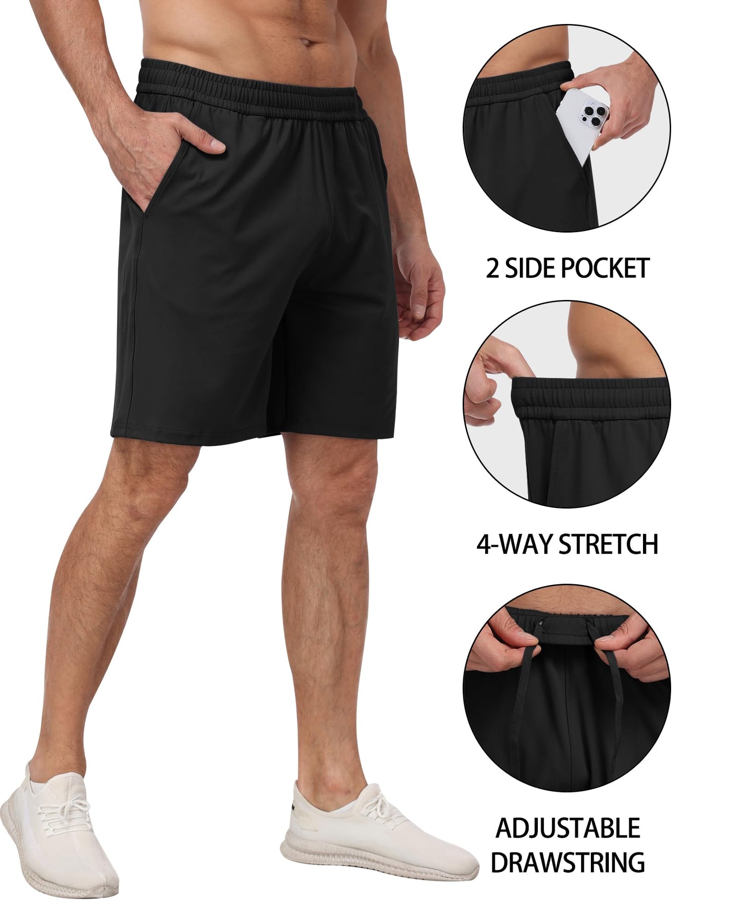 4 Pack Men's Athletic Gym Shorts with Pockets,Running Workout Basketball Hiking Shorts for Men