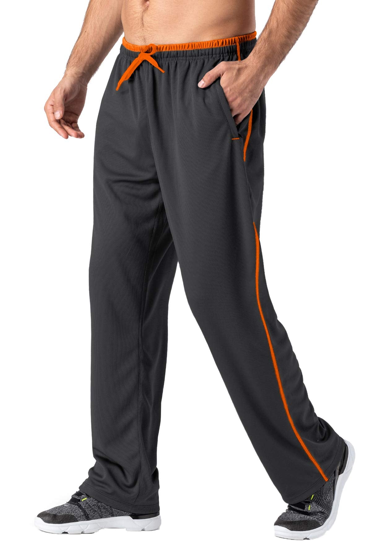 MAGNIVIT Men's Lightweight Sweatpants Loose Fit Open Bottom Mesh Athletic Pants with Zipper Pockets