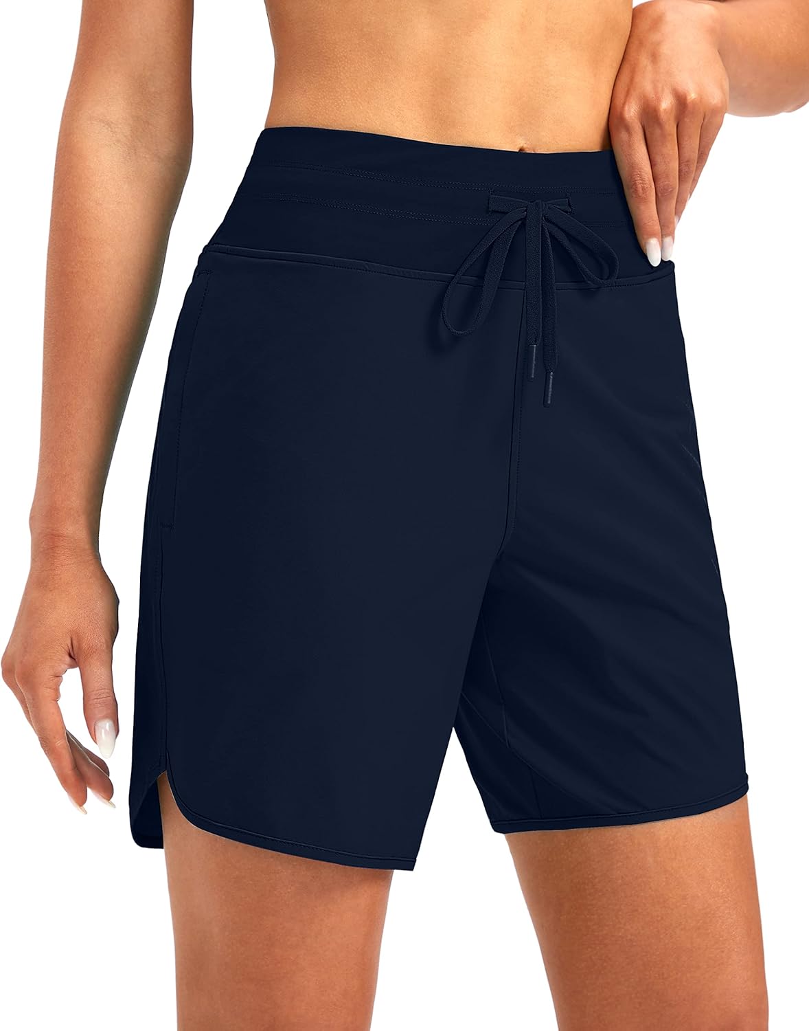 G Gradual Women's 7" Quick Dry High Waisted Swim Board Shorts with Zipper Pockets UPF 50+ Beach Shorts for Women with Liner