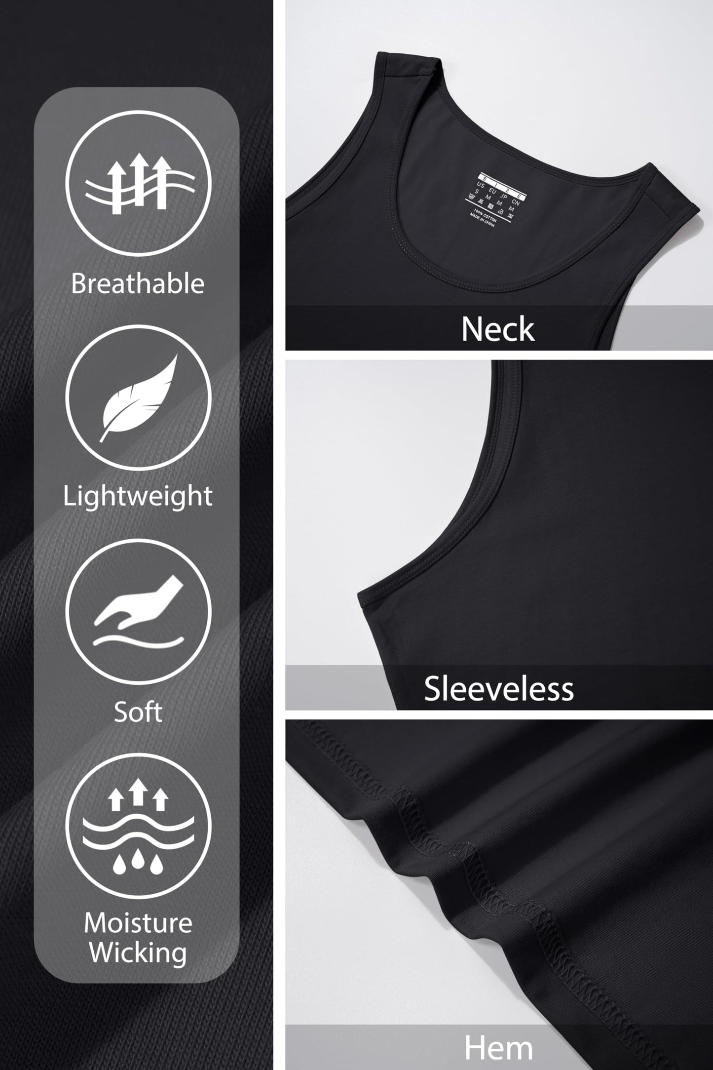 MAGNIVIT Cotton Workout Sleeveless Shirts for Men Quick Dry Muscle Shirt Lightweight Summer Running Tank Tops