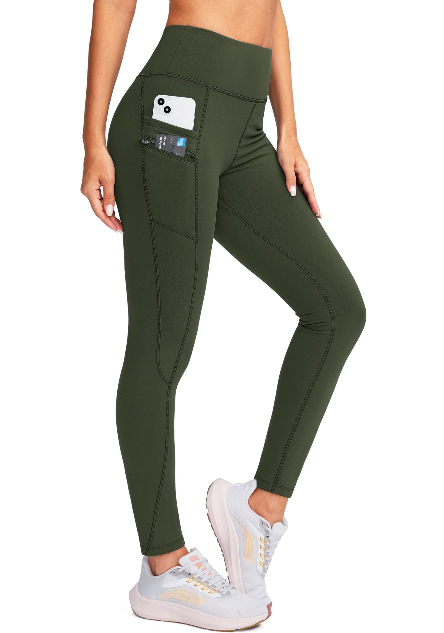 G Gradual Women's Fleece Lined Winter Leggings with Pockets Water Resistant High Waisted Thermal Warm Pants Running Hiking