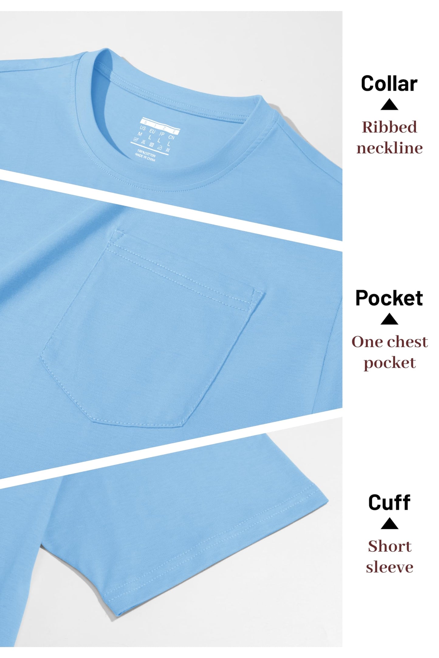MAGNIVIT Men's Cotton Pocket Tee Shirts Soft Crew Neck Solid Color T Shirt Casual Short Sleeve Summer Basic Tops