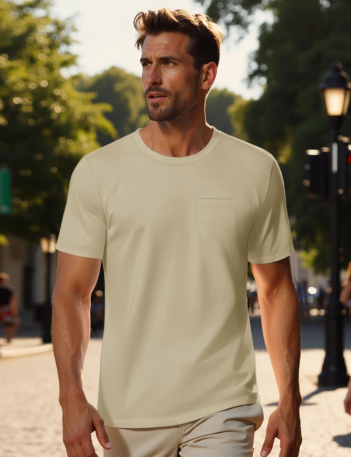 MAGNIVIT Men's Cotton Pocket Tee Shirts Soft Crew Neck Solid Color T Shirt Casual Short Sleeve Summer Basic Tops
