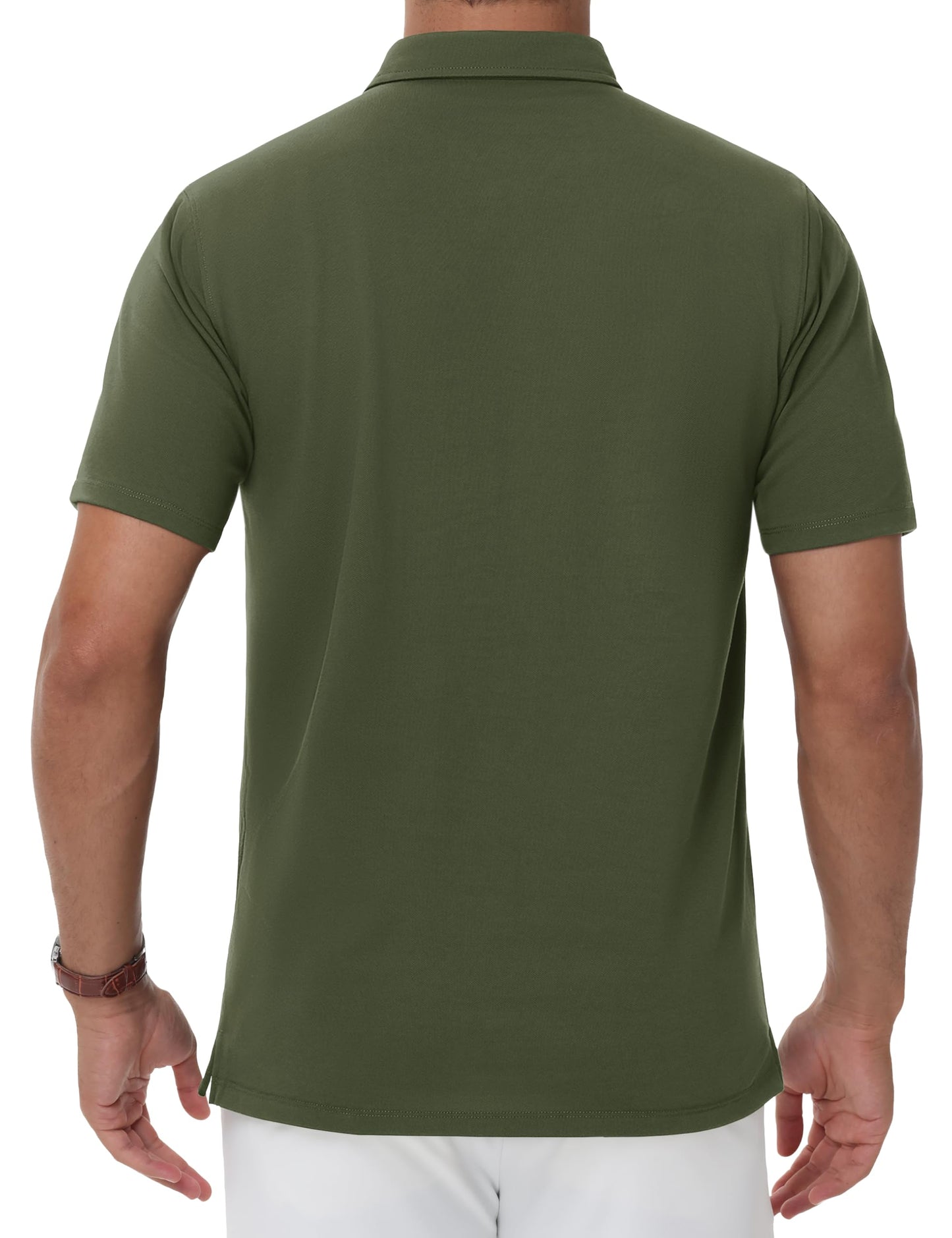 MAGNIVIT Men's Polo Shirt Short Sleeve 3 Button Cotton Pique Casual T-Shirts Moisture Wicking Performance Work Golf Tee