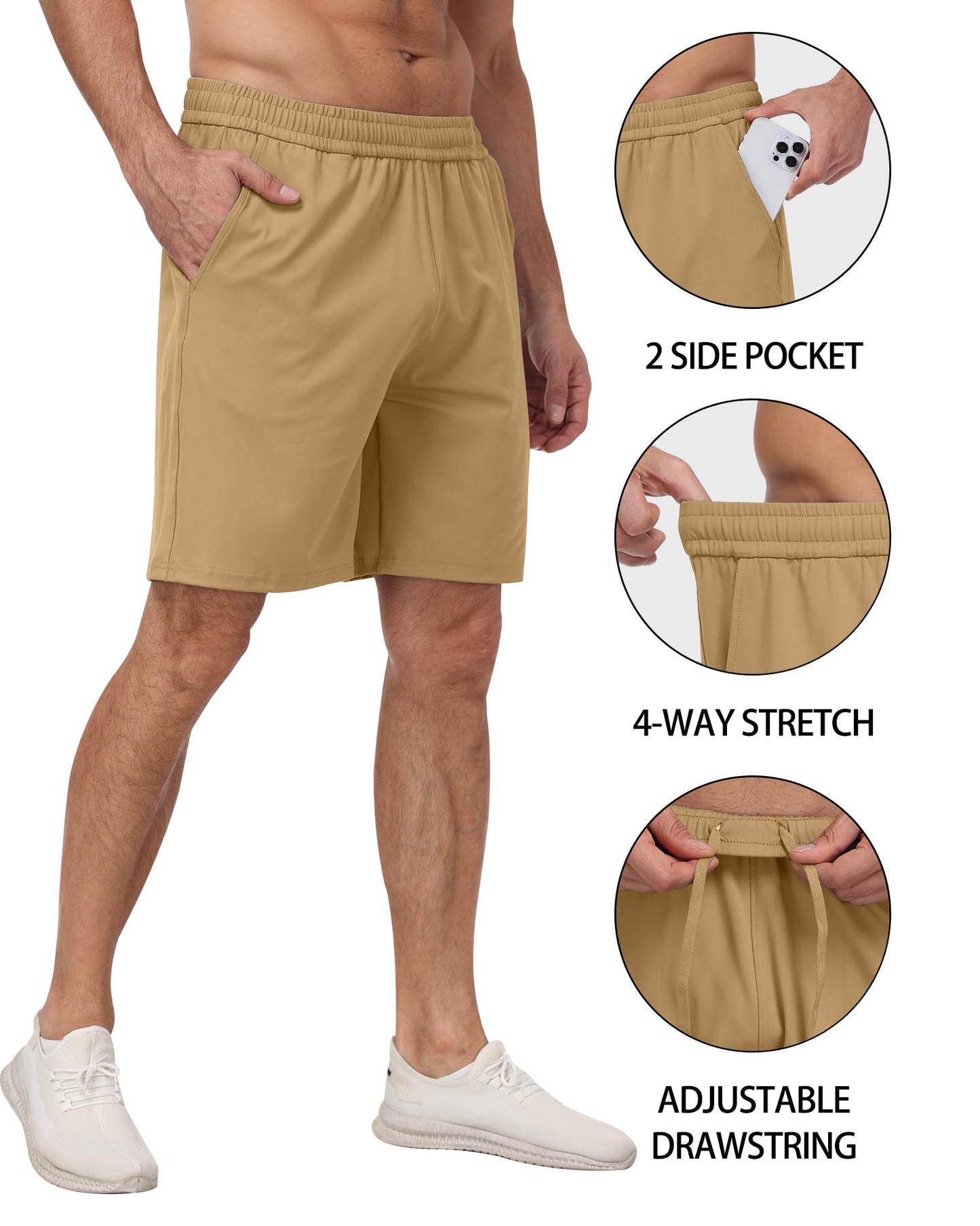 4 Pack Men's Athletic Gym Shorts with Pockets,Running Workout Basketball Hiking Shorts for Men
