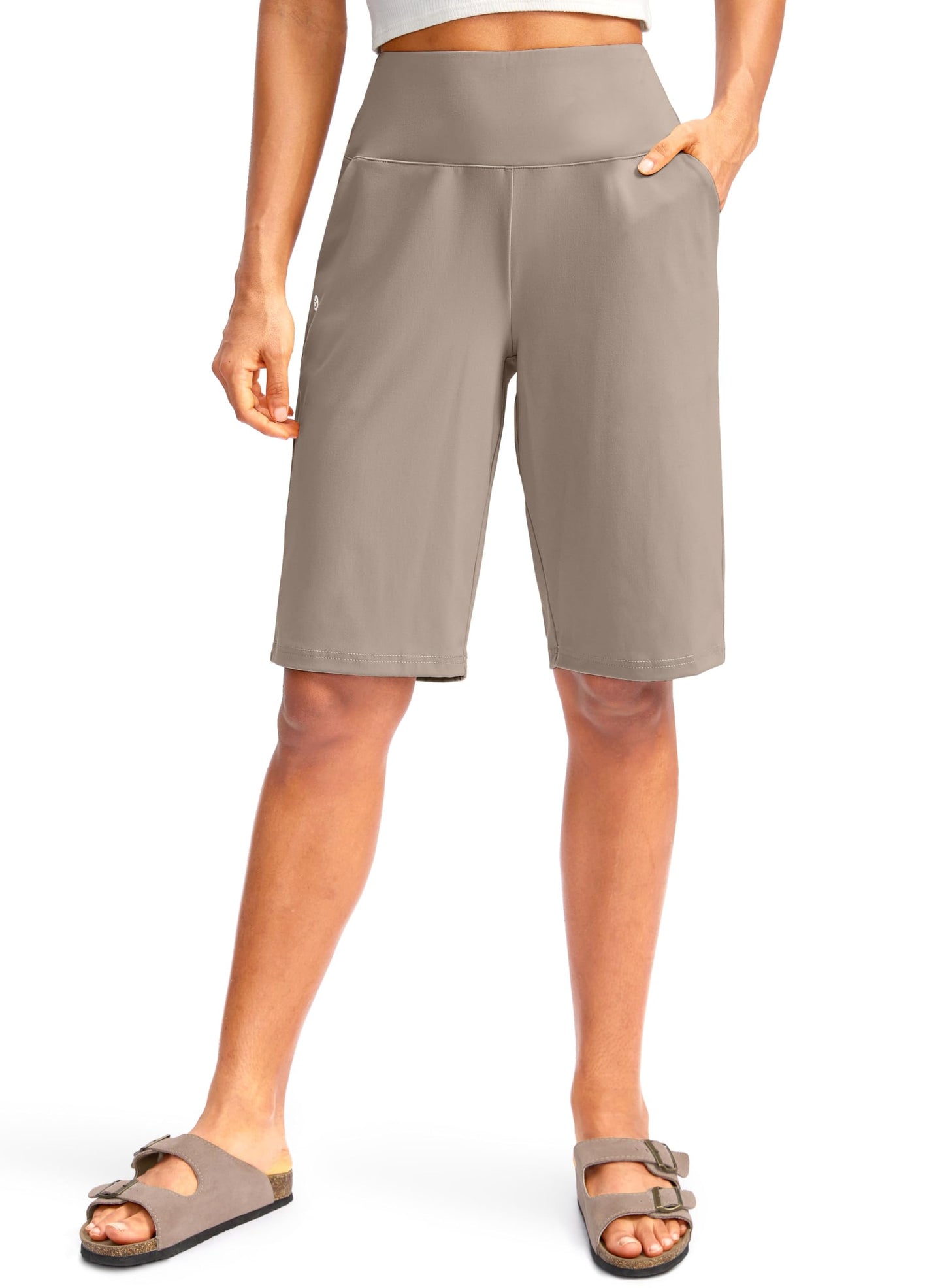 G Gradual Women's 12" Bermuda Long Shorts with Pockets High Waisted Stretch Knee Length Shorts for Women Summer Walking