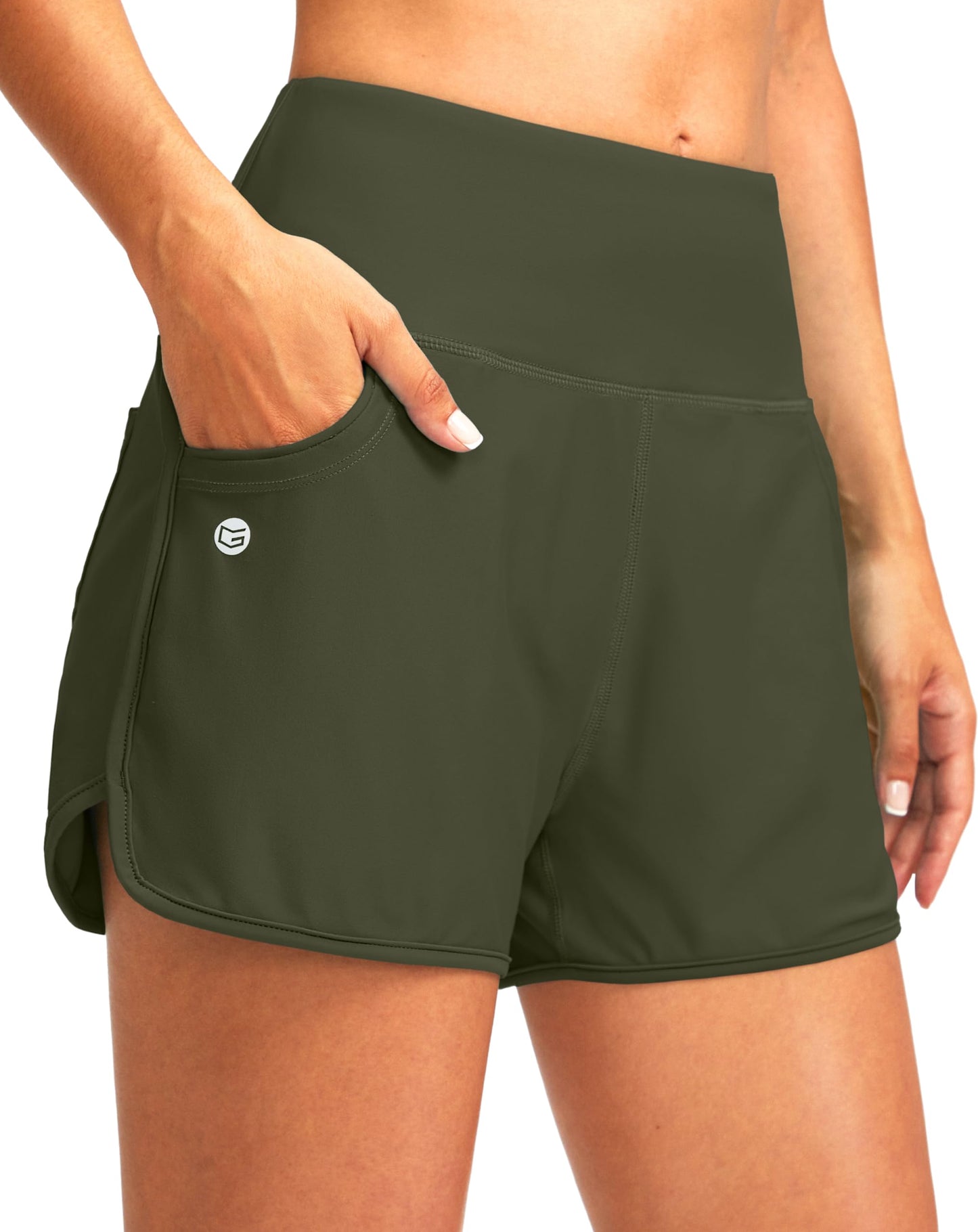 G Gradual Women's 3" High Waisted Swim Board Shorts with Pockets Quick Dry Swimsuit Bottoms Bathing Suit for Women with Liner