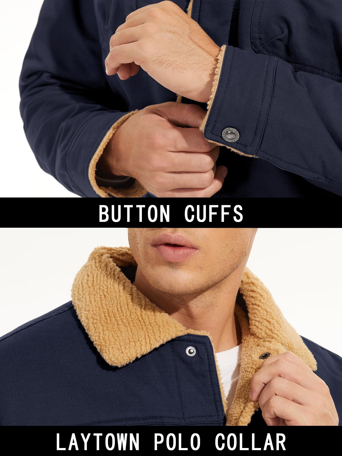MAGNIVIT Men's Cotton Cargo Jacket Winter Sherpa Fleece Lined Work Jacket Coats with 5 Pockets