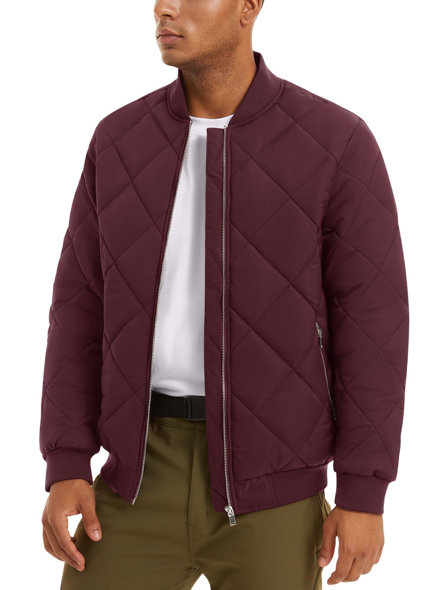 MAGNIVIT Men's Bomber Jacket Winter Fall Quilted Puffer Jacket Warm Padded Coats