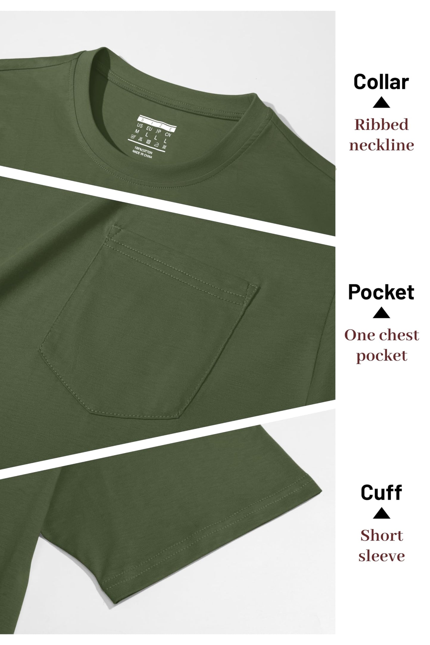MAGNIVIT Men's Cotton Pocket Tee Shirts Soft Crew Neck Solid Color T Shirt Casual Short Sleeve Summer Basic Tops