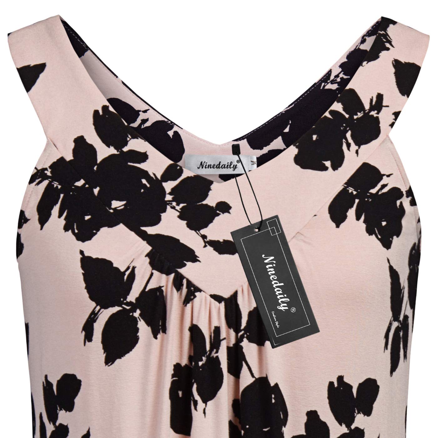 Ninedaily Women Comfy Sleeveless Tunic Top Pleated V Neck Tanks Vest Summer