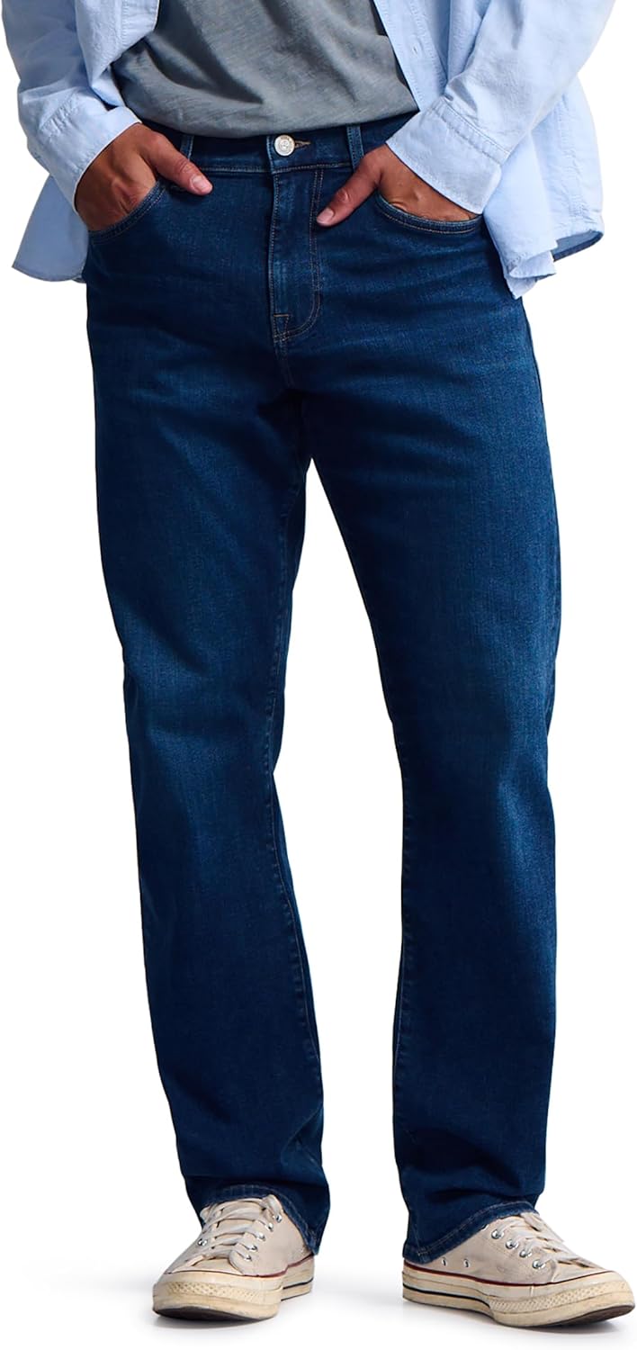 Roam Men's Mid Rise Relaxed Straight Leg Jeans, 34x34