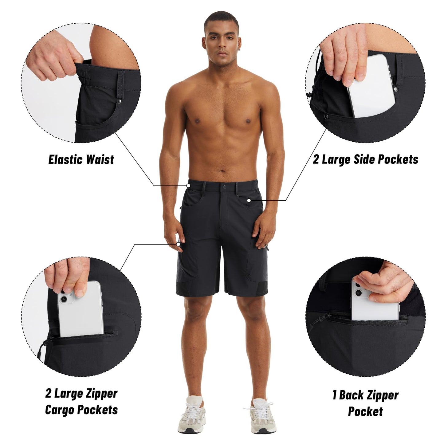 MAGNIVIT Men's Hiking Shorts Quick Dry Cargo Shorts Ripstop Tactical Water Repellent Work Shorts with Multi-Pockets