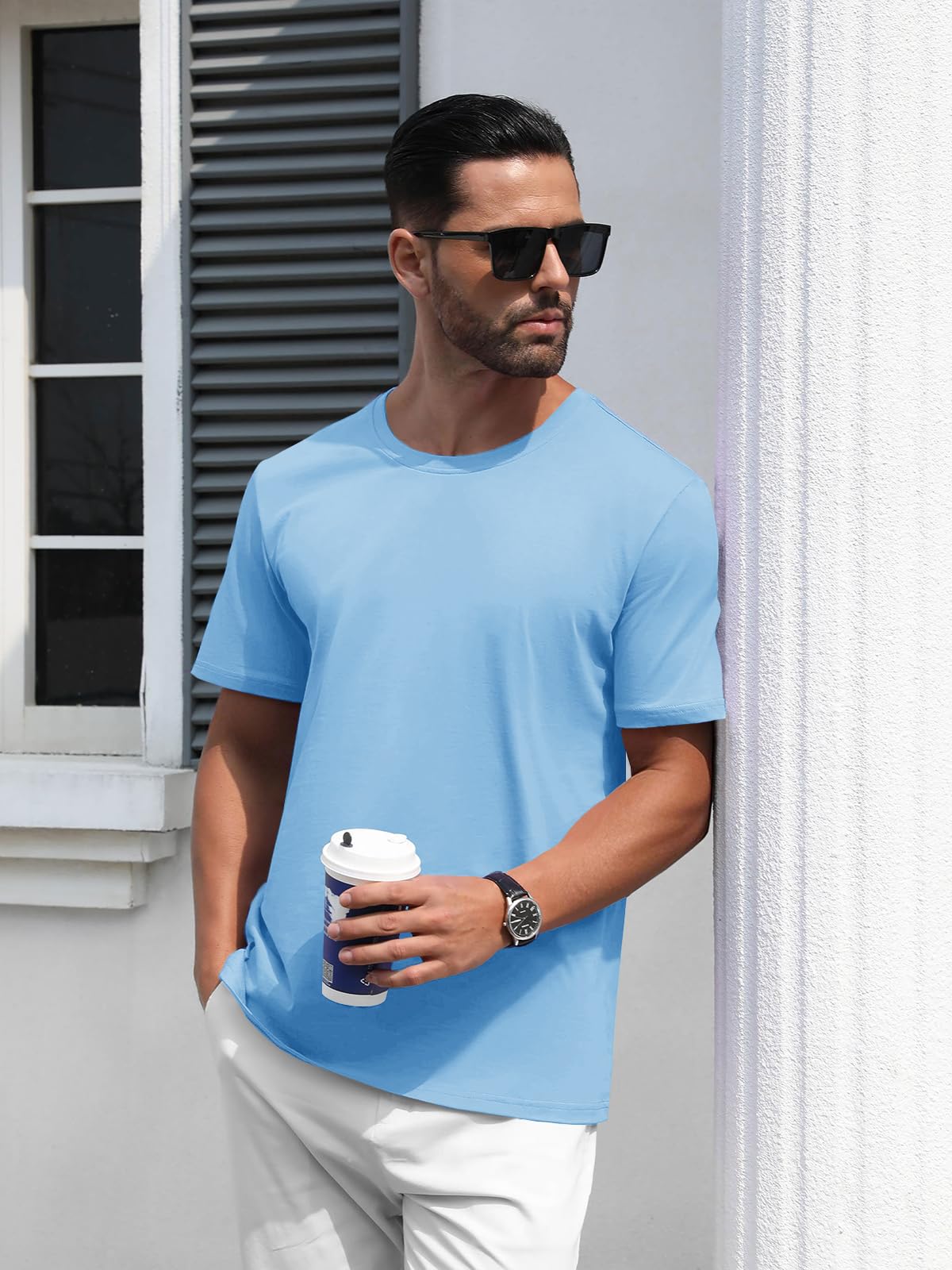 MAGNIVIT Men's Shirts Short Sleeve Cotton T-Shirt Crew Neck Light Tees Classic Basic Casual Tops Plain Soft Shirt