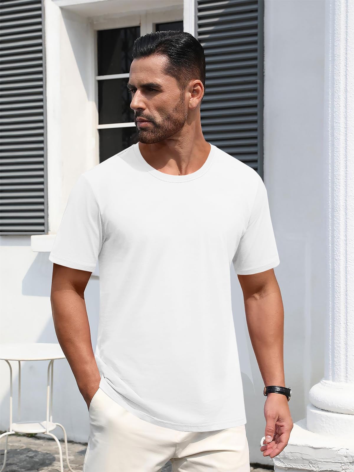 MAGNIVIT Men's Shirts Short Sleeve Cotton T-Shirt Crew Neck Light Tees Classic Basic Casual Tops Plain Soft Shirt