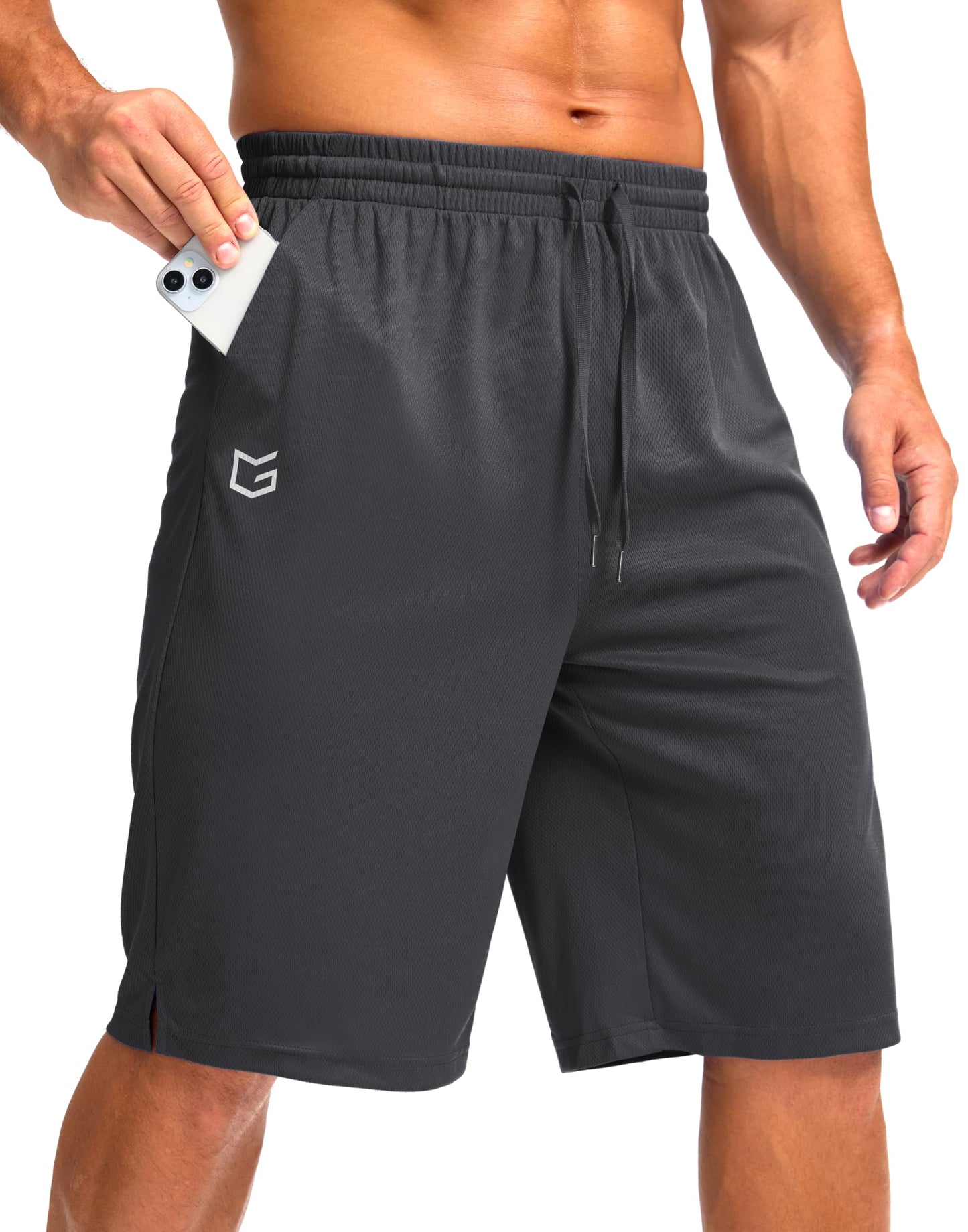 G Gradual Men's Athletic Shorts with Pockets 11" Long Basketball Shorts Lightweight Quick Dry Gym Workout Shorts for Men