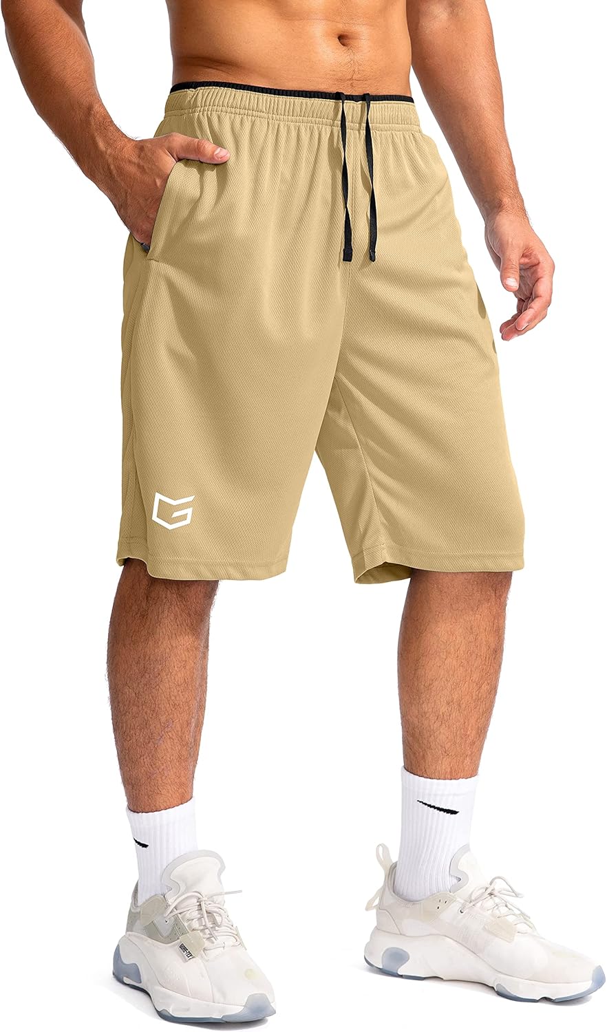 G Gradual Men's Basketball Shorts with Zipper Pockets Lightweight Quick Dry 11" Long Shorts for Men Athletic Gym
