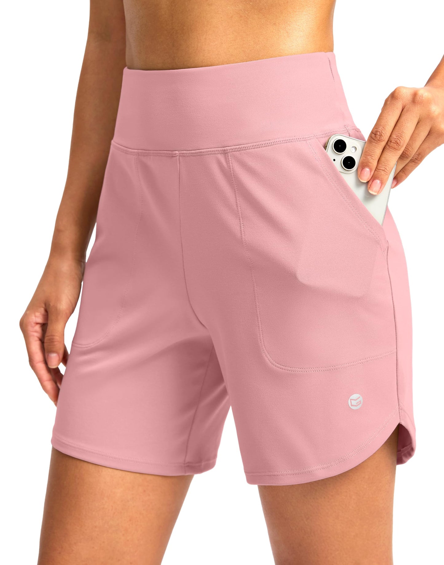 G Gradual Women's Athletic Shorts 6" High Waisted Stretchy Bermuda Shorts for Women Quick Dry Summer Casual Shorts