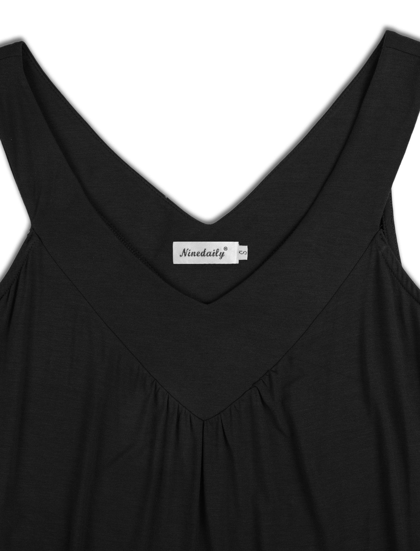 Ninedaily Women Comfy Sleeveless Tunic Top Pleated V Neck Tanks Vest Summer