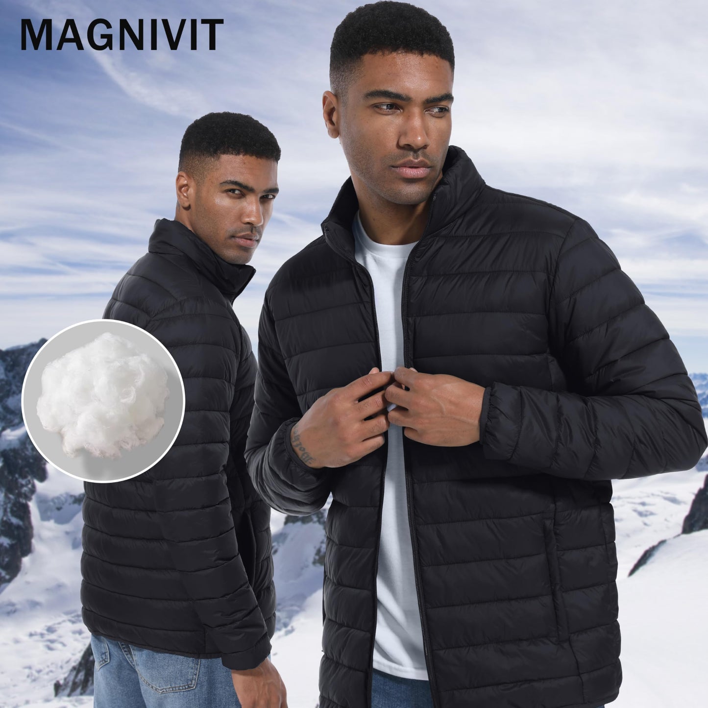 MAGNIVIT Men's Puffer Jackets Lightweight Warm Winter Coat Water-Repellent Windbreaker Insulated Quilted Packable Jacket