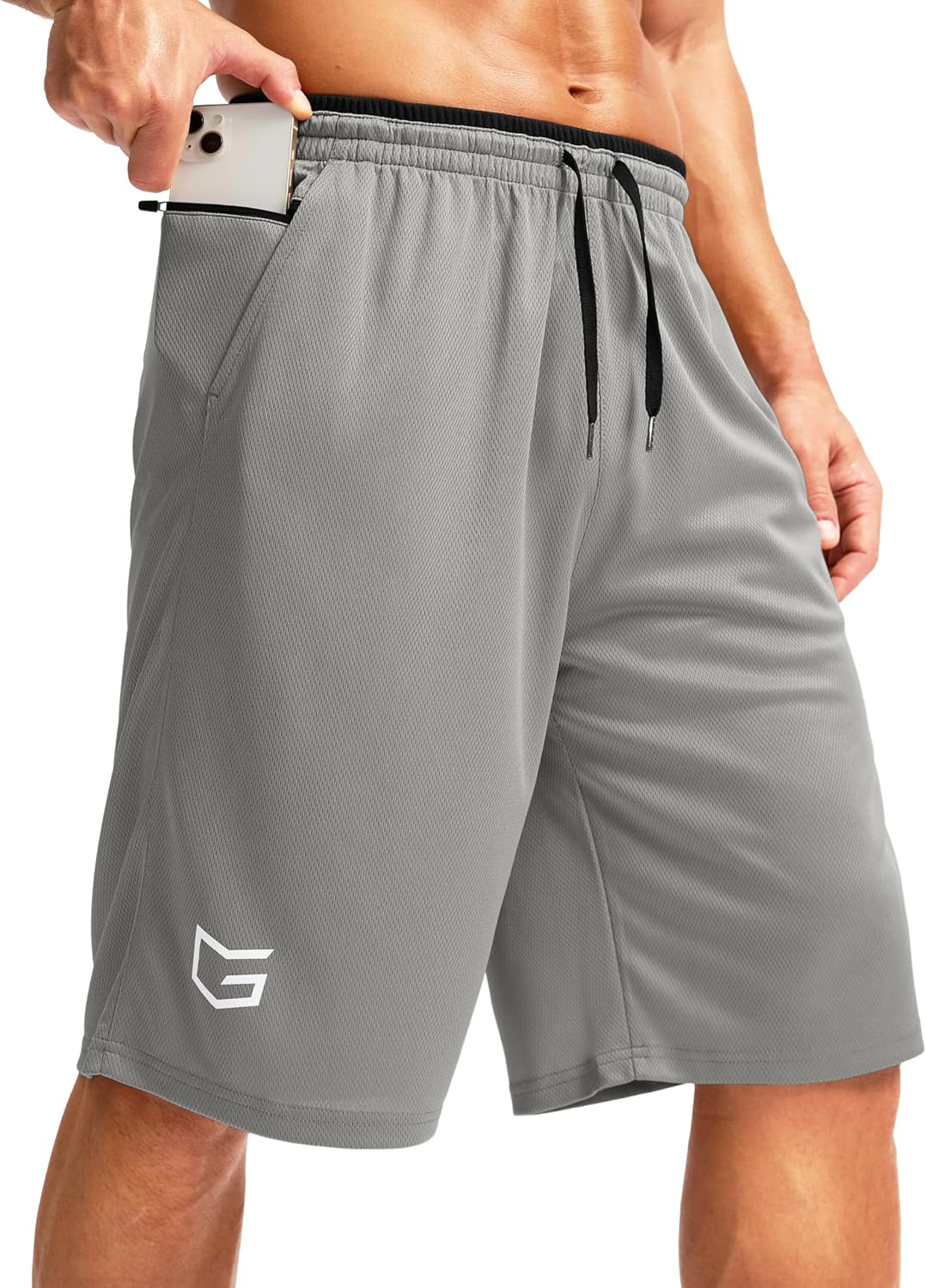 G Gradual Men's Long Basketball Shorts with Zipper Pocket 11'' Quick Dry Gym Shorts Lightweight Mesh Athletic Shorts for Men